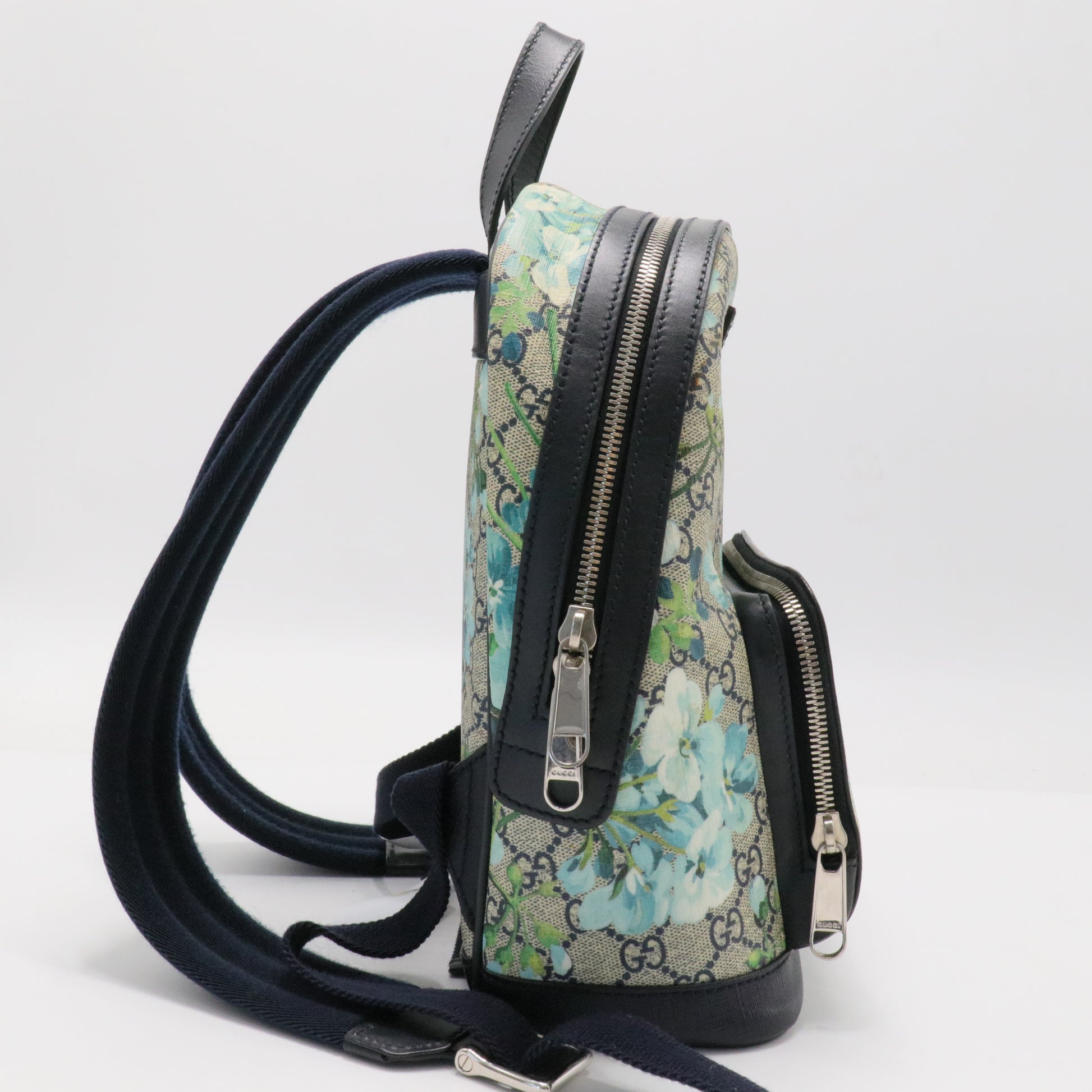 Zip Pocket Backpack Blooms Print GG Coated Canvas Small