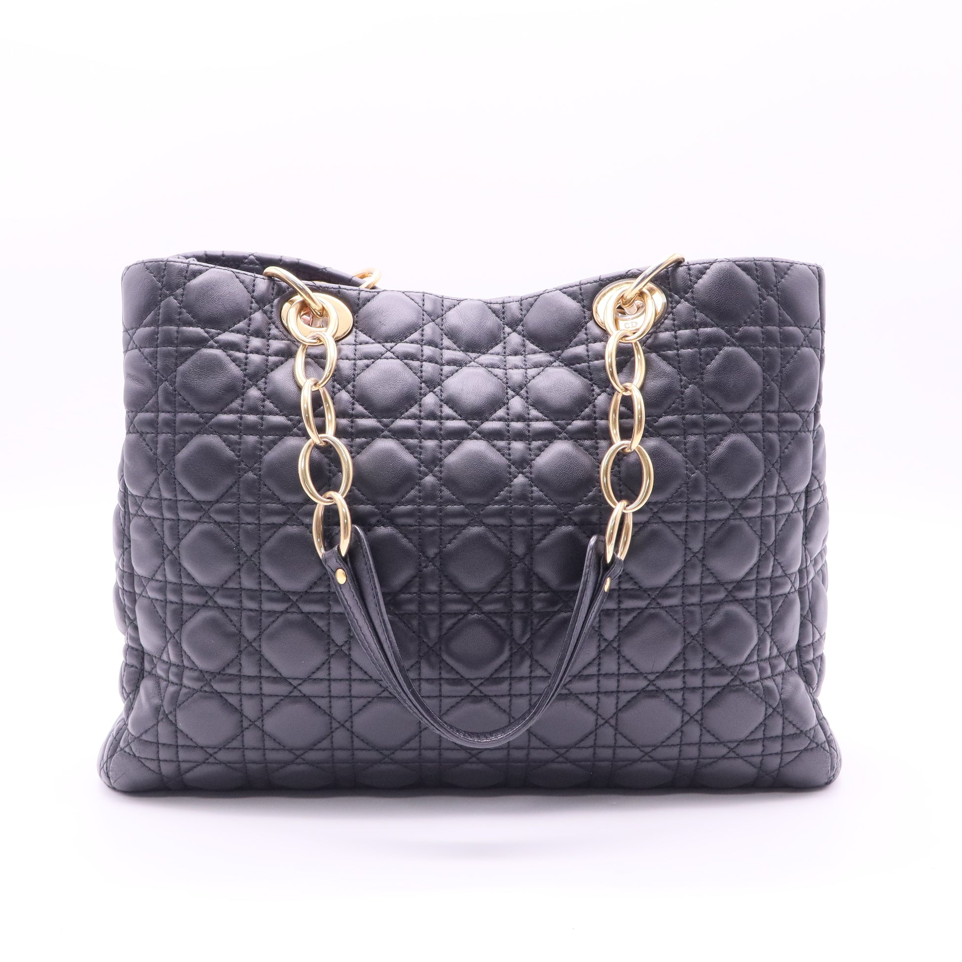 Dior Black Quilted Cannage Lambskin Dior Soft Shopping Tote twins