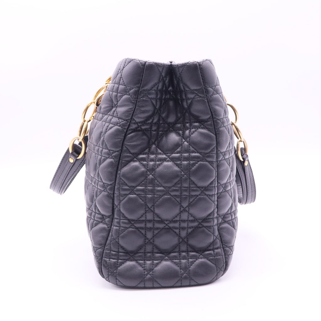Dior Black Quilted Cannage Lambskin Dior Soft Shopping Tote twins