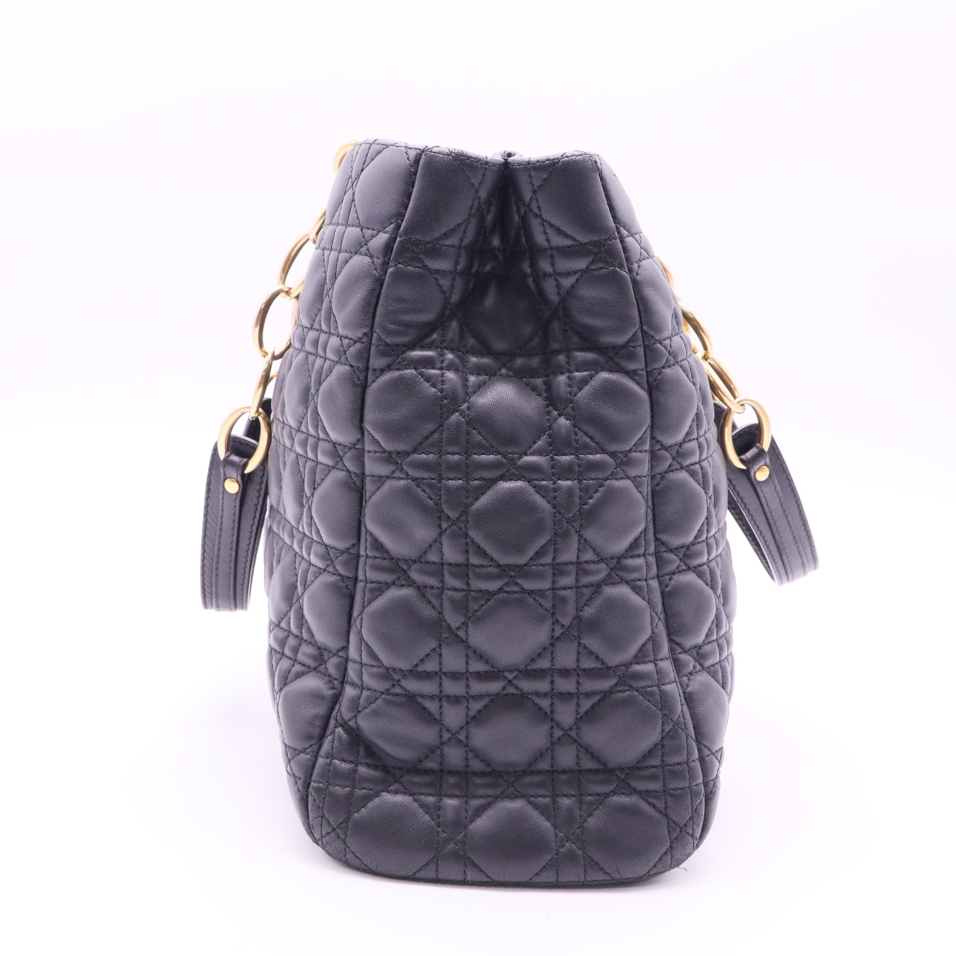 Dior Black Quilted Cannage Lambskin Dior Soft Shopping Tote twins