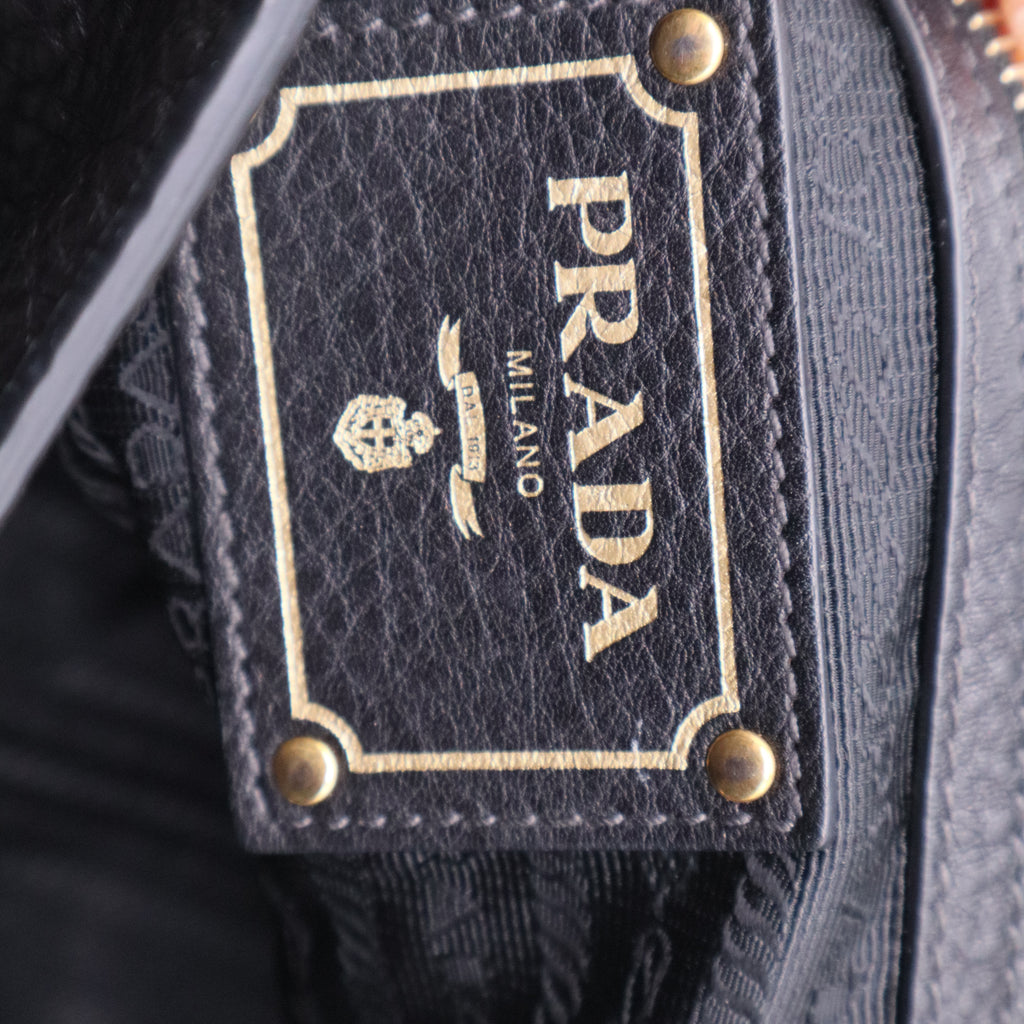Prada Black Vitello Daino Leather Large Shopping Tote Bag twins B20817
