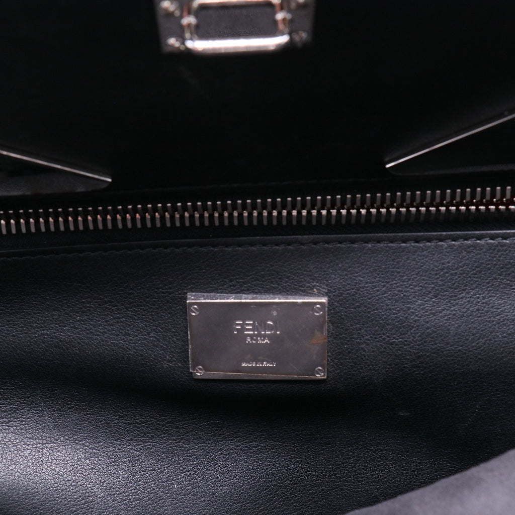 Fendi Peekaboo black leather bug monster eye crossbody briefcase Twins LDJ2622