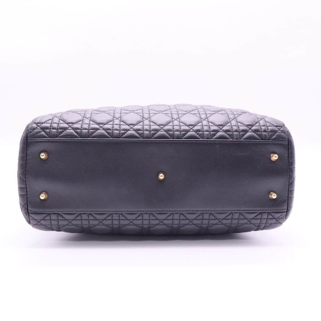 Dior Black Quilted Cannage Lambskin Dior Soft Shopping Tote twins
