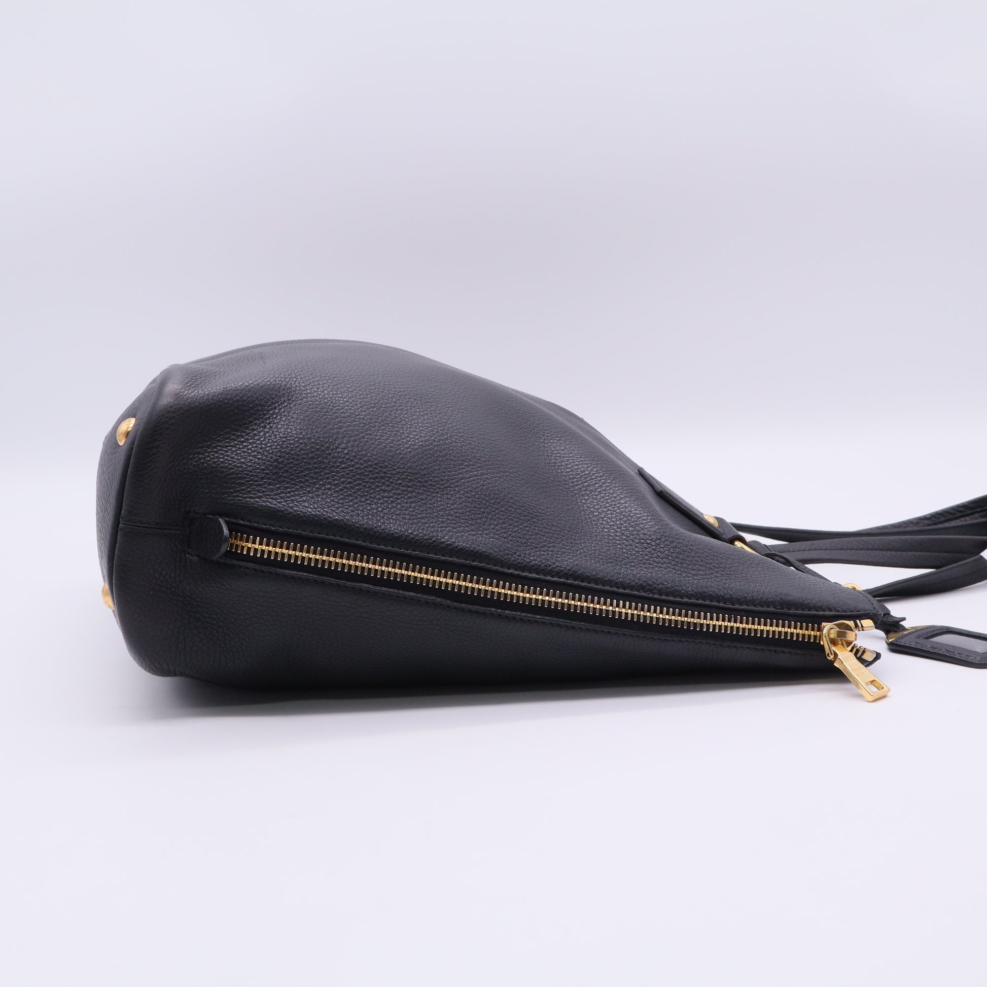 Prada Black Vitello Daino Leather Large Shopping Tote Bag twins B20817