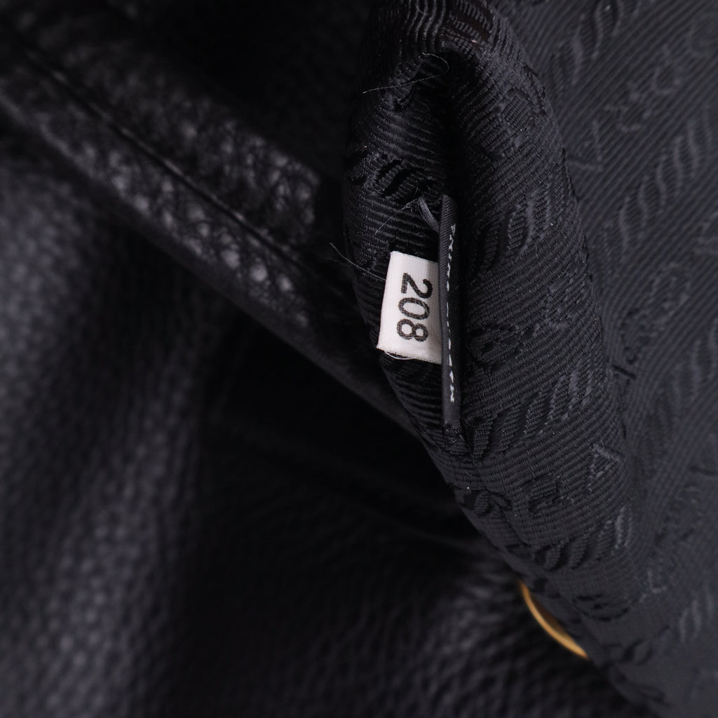 Prada Black Vitello Daino Leather Large Shopping Tote Bag twins B20817