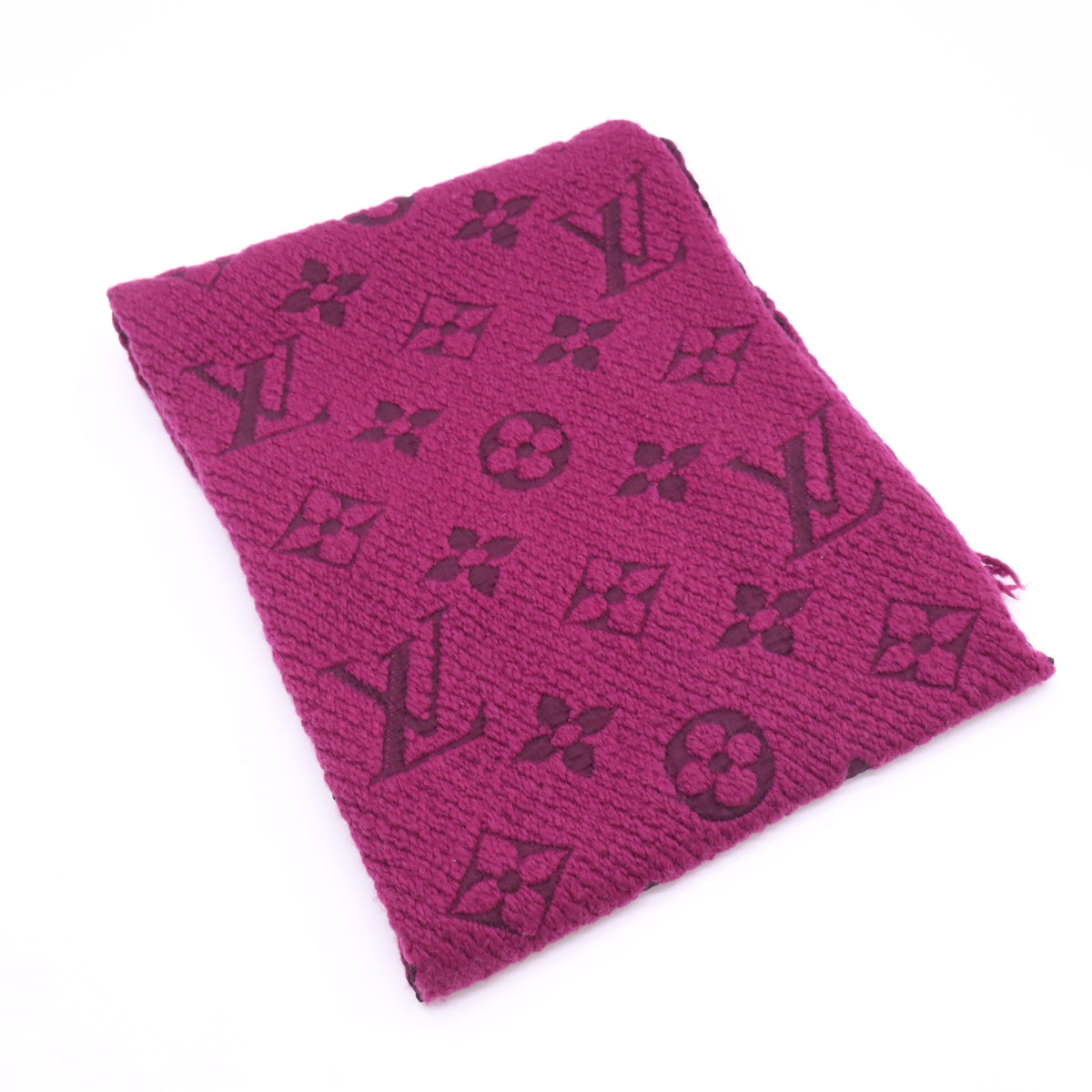 Louis Vuitton Wool Silk So LV Stole Pink Black Twins W23627