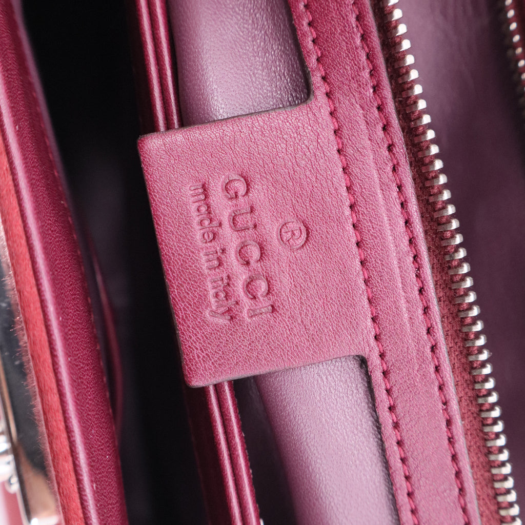 Gucci Velvet and Regent Calfskin Bamboo Medium Lady Lock Top Handle Bag twins B20957