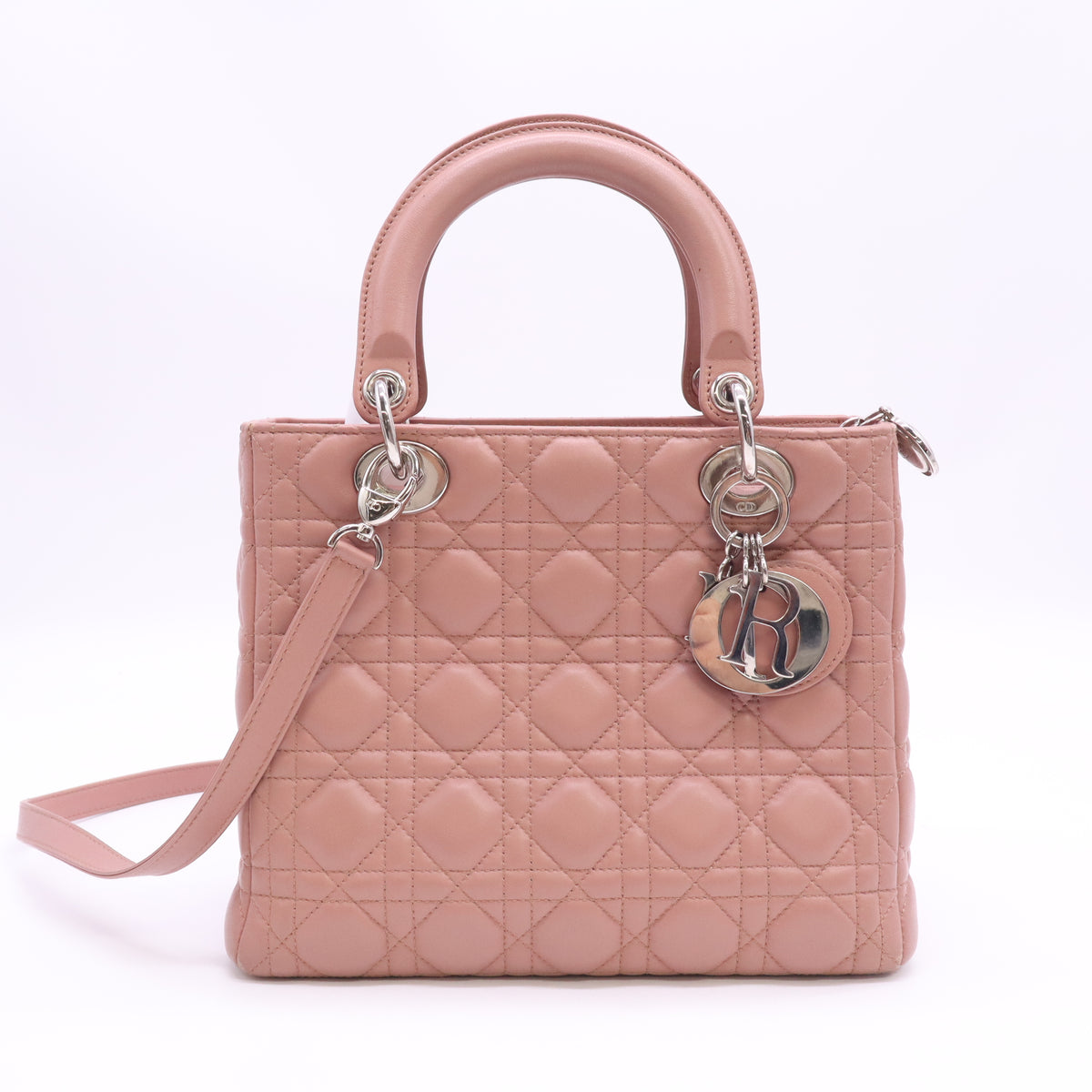 Christian Dior Lambskin Cannage Medium Lady Dior Bois de Rose Twins B24789