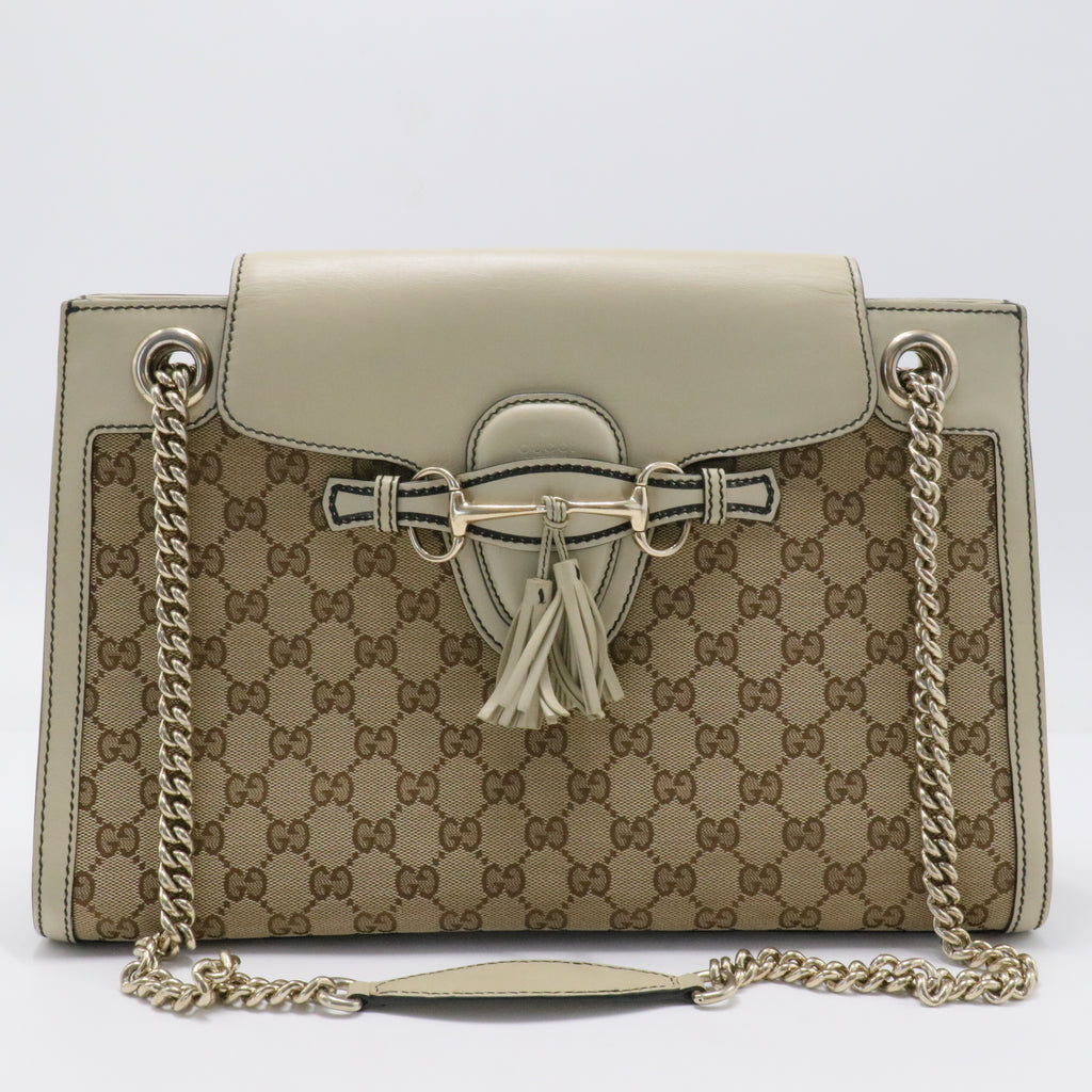 Emily Chain Flap Shoulder Bag GG Canvas Large
