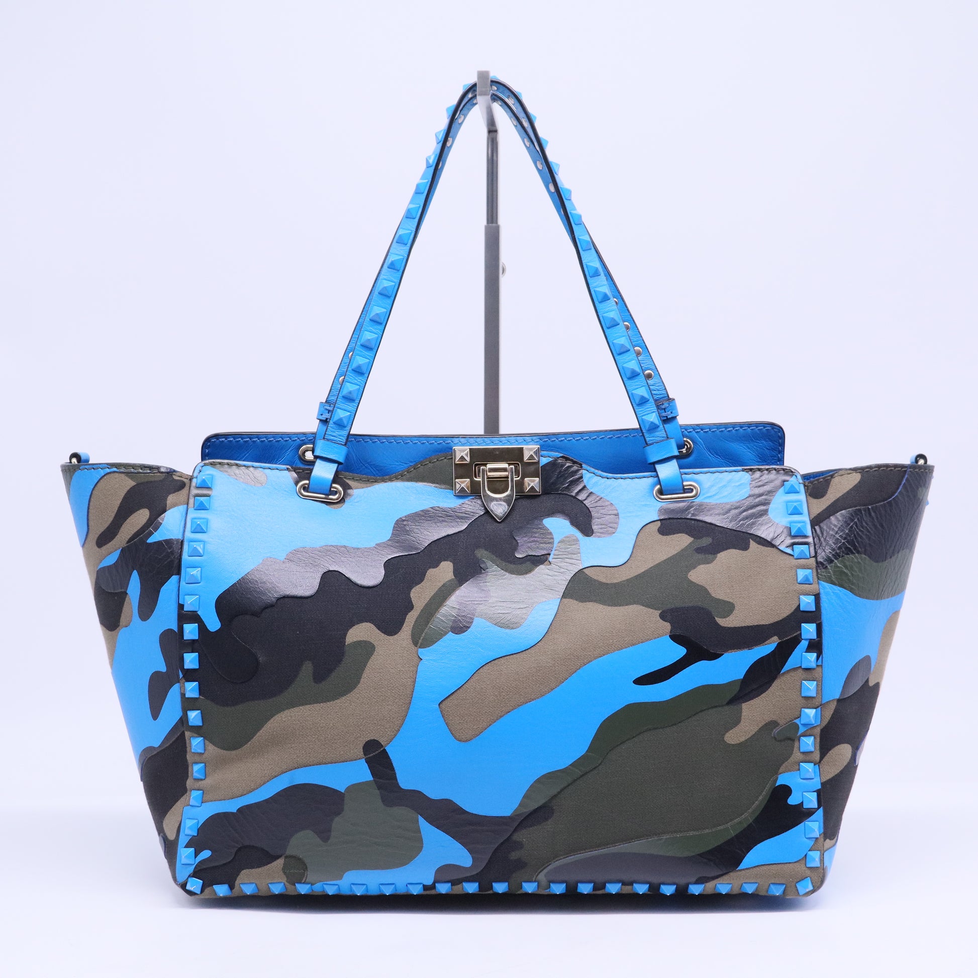 Rockstud Tote Camo Leather and Canvas B20688