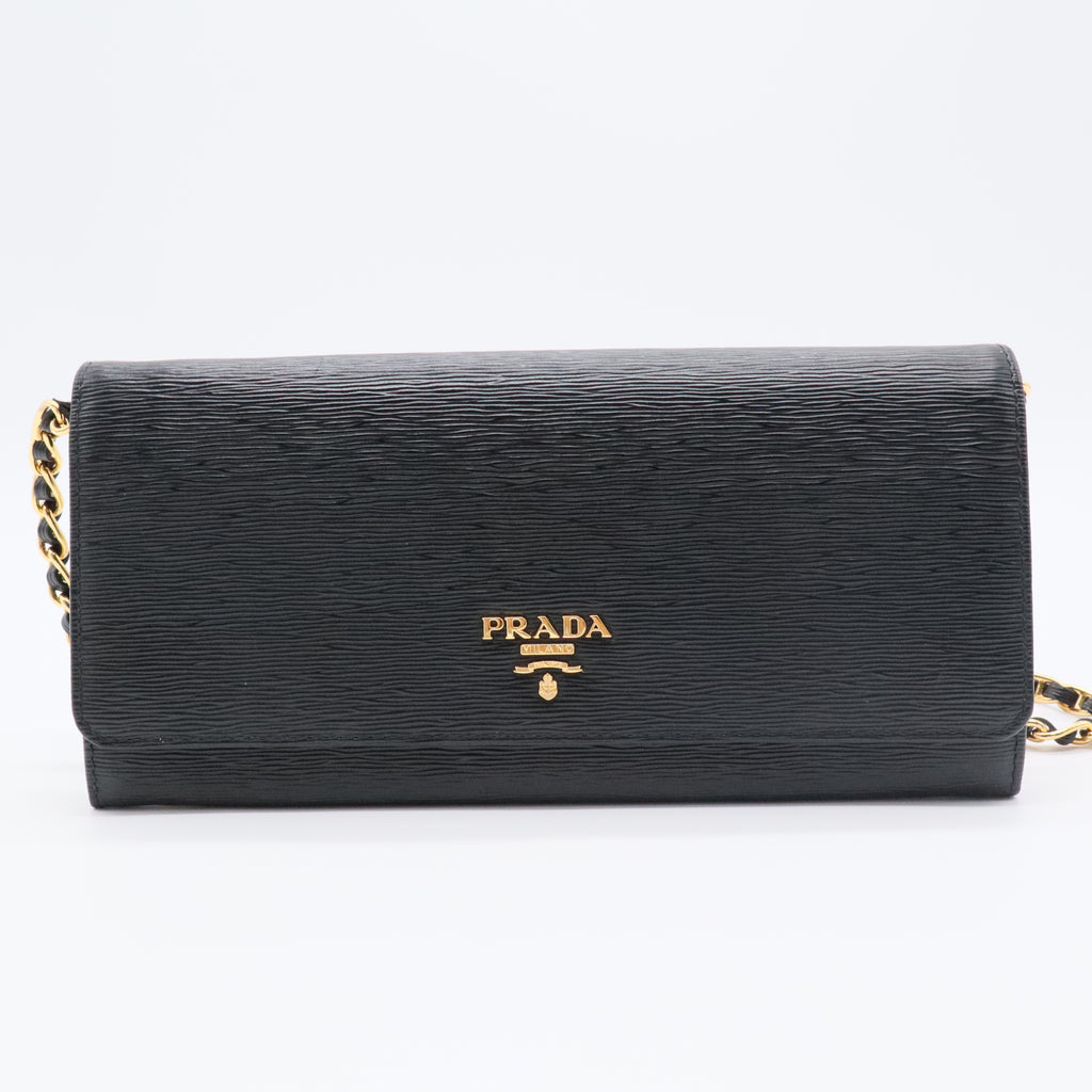 Vitello Move Metal Oro Chain Wallet Black