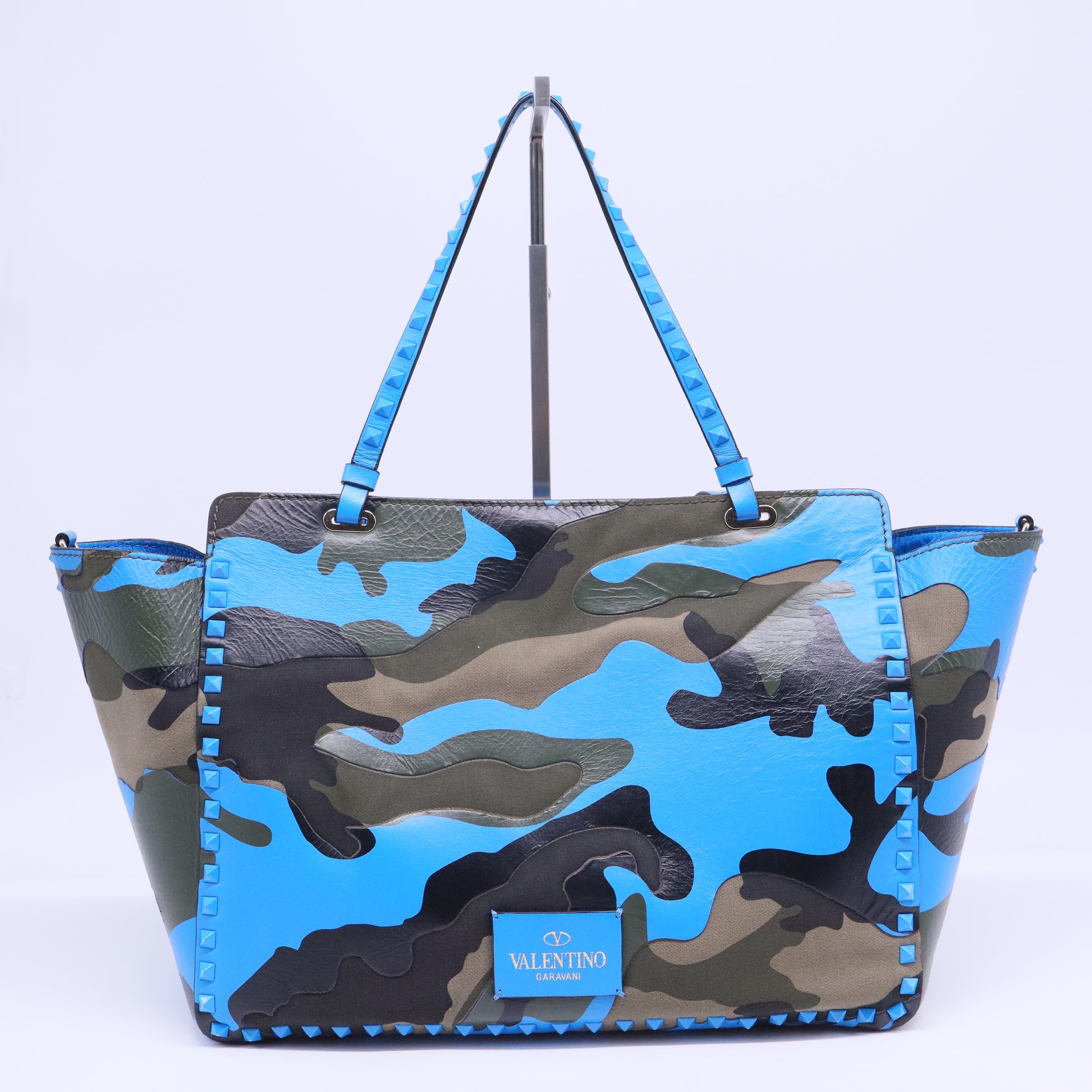 Rockstud Tote Camo Leather and Canvas B20688