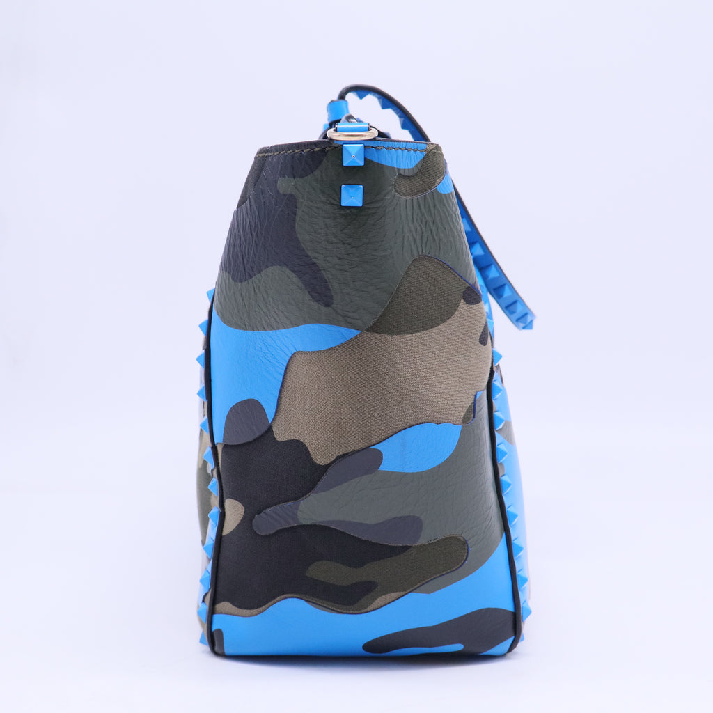 Rockstud Tote Camo Leather and Canvas B20688
