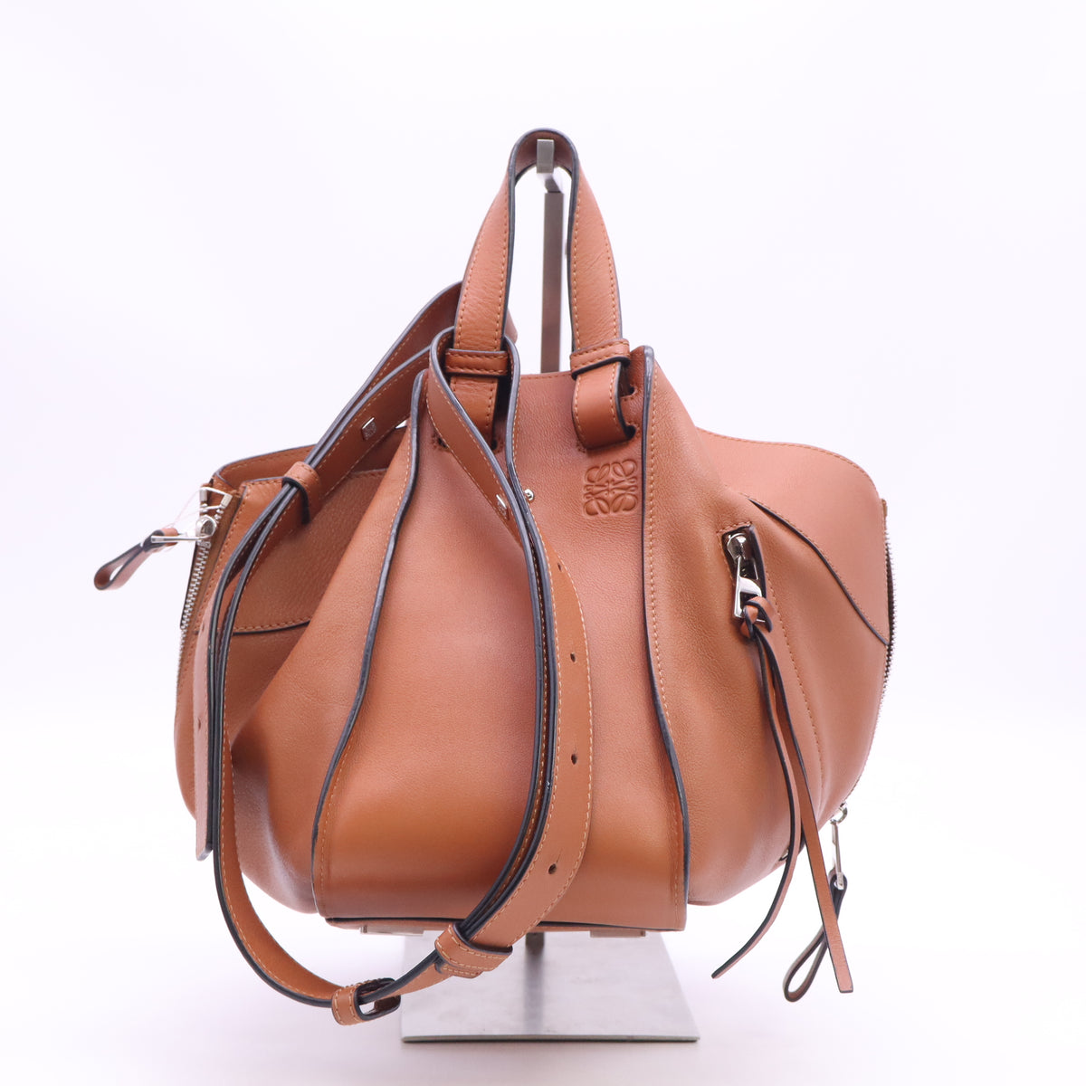 Loewe Grained Calfskin Hammock Shoulder Bag Apricot Brown twins B24713