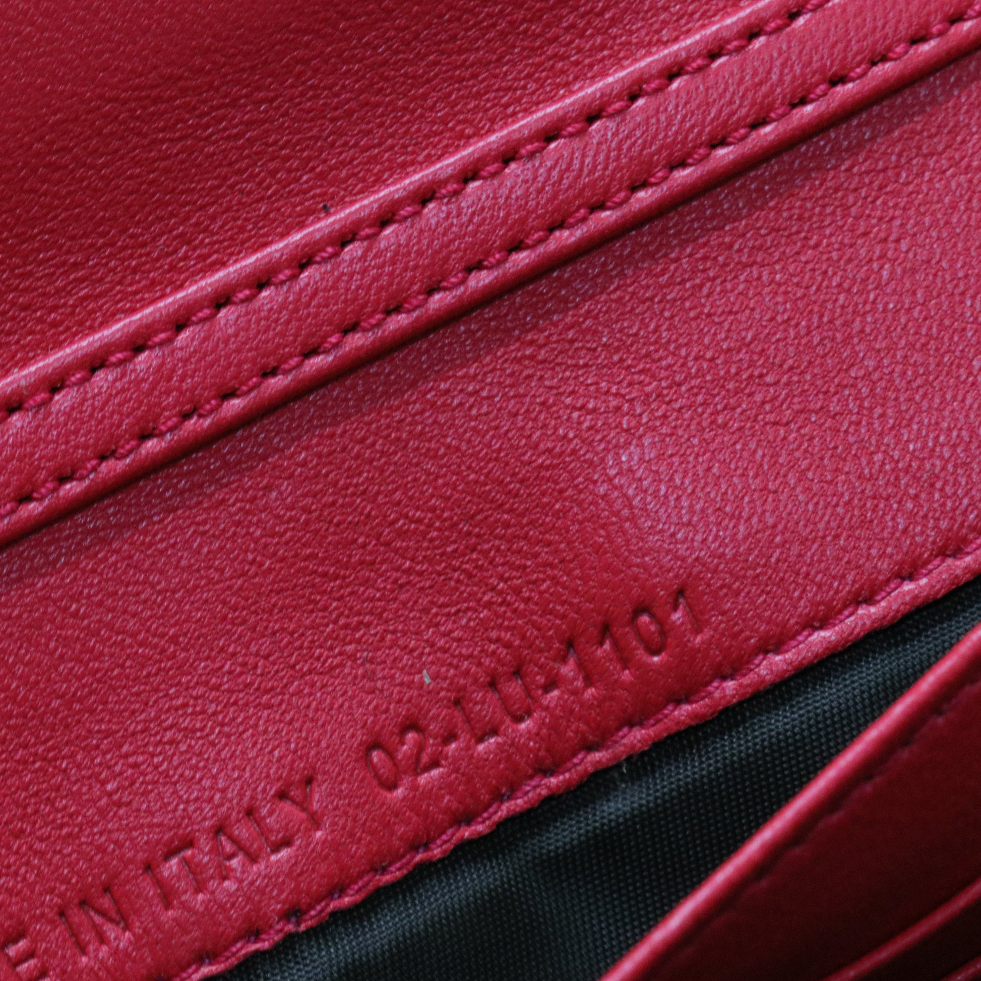 Red Cannage Leather Lady Dior Wallet On Chain