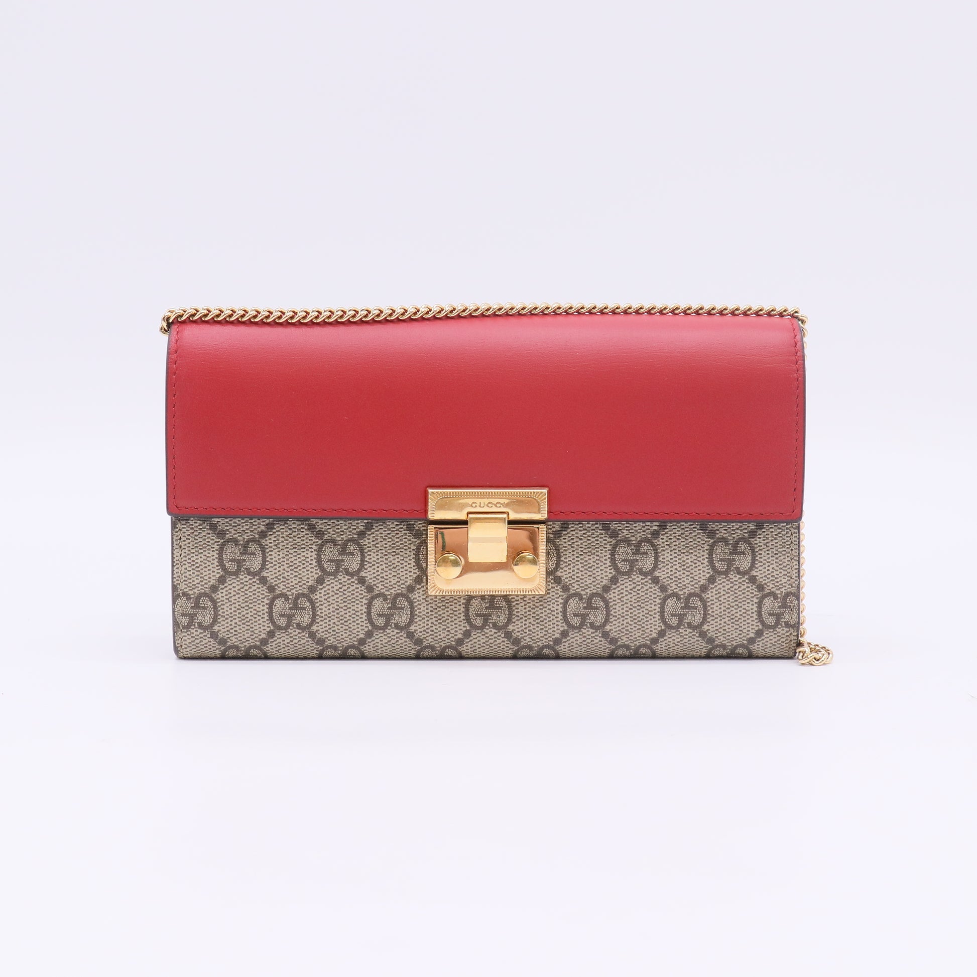 Gucci GG Supreme Monogram Padlock Continental Chain Wallet W22753
