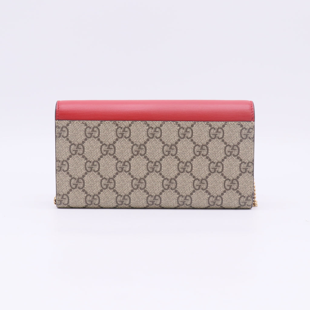 Gucci GG Supreme Monogram Padlock Continental Chain Wallet W22753