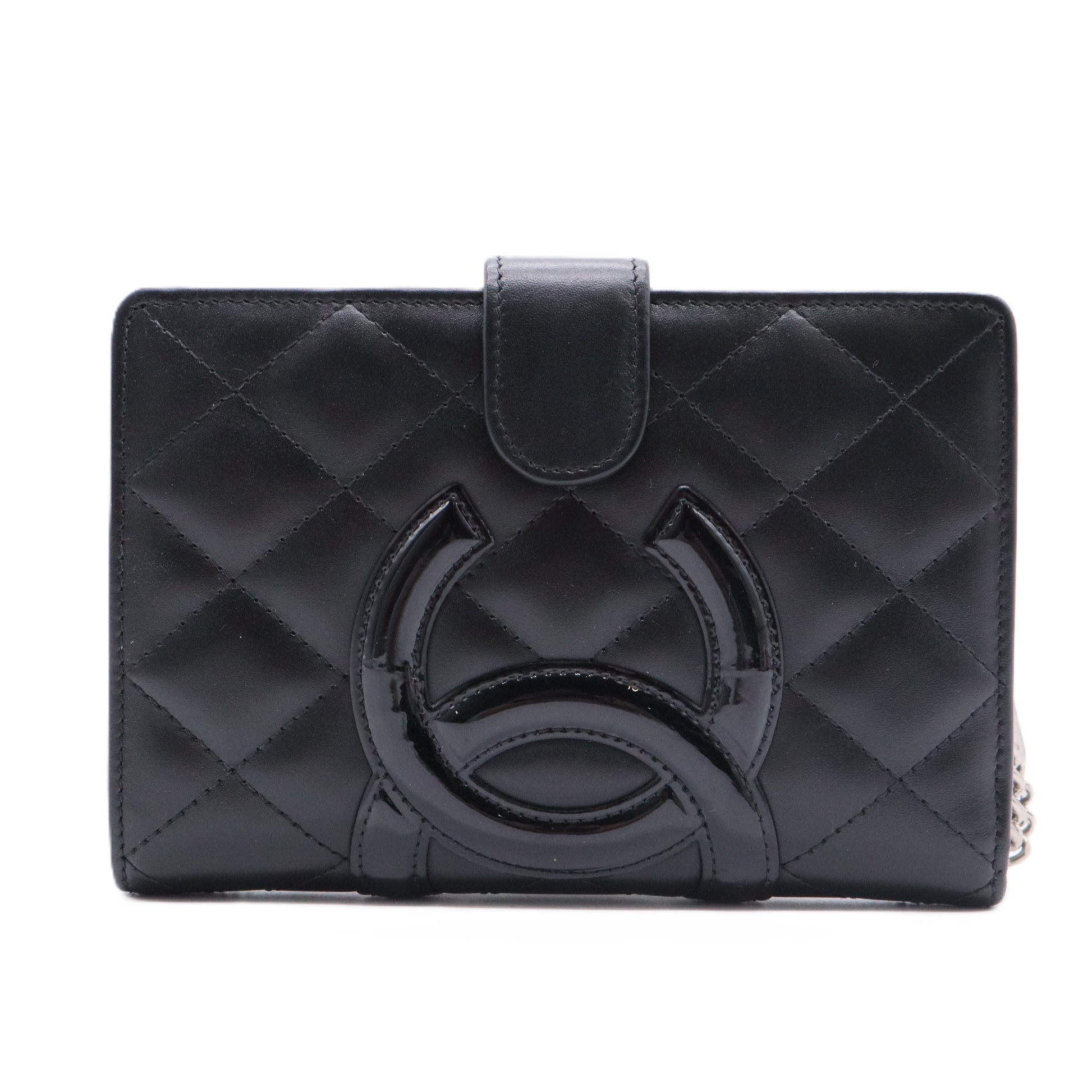 Calfskin Cambon Zipped Pocket Wallet Black GISEL