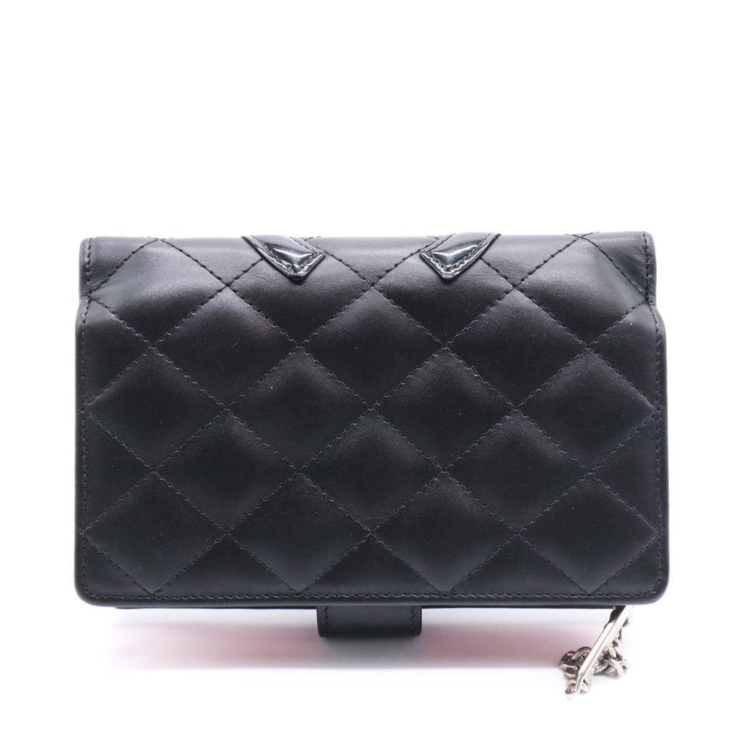 Calfskin Cambon Zipped Pocket Wallet Black GISEL