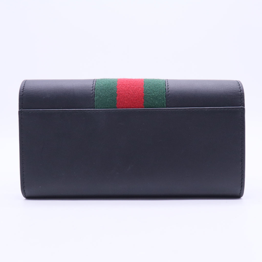Black Leather Signature Web Sylvie Continental Wallet W20146