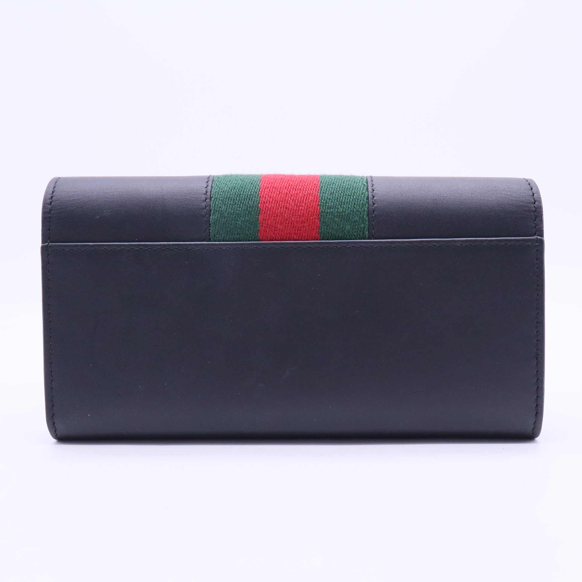 Black Leather Signature Web Sylvie Continental Wallet W20146