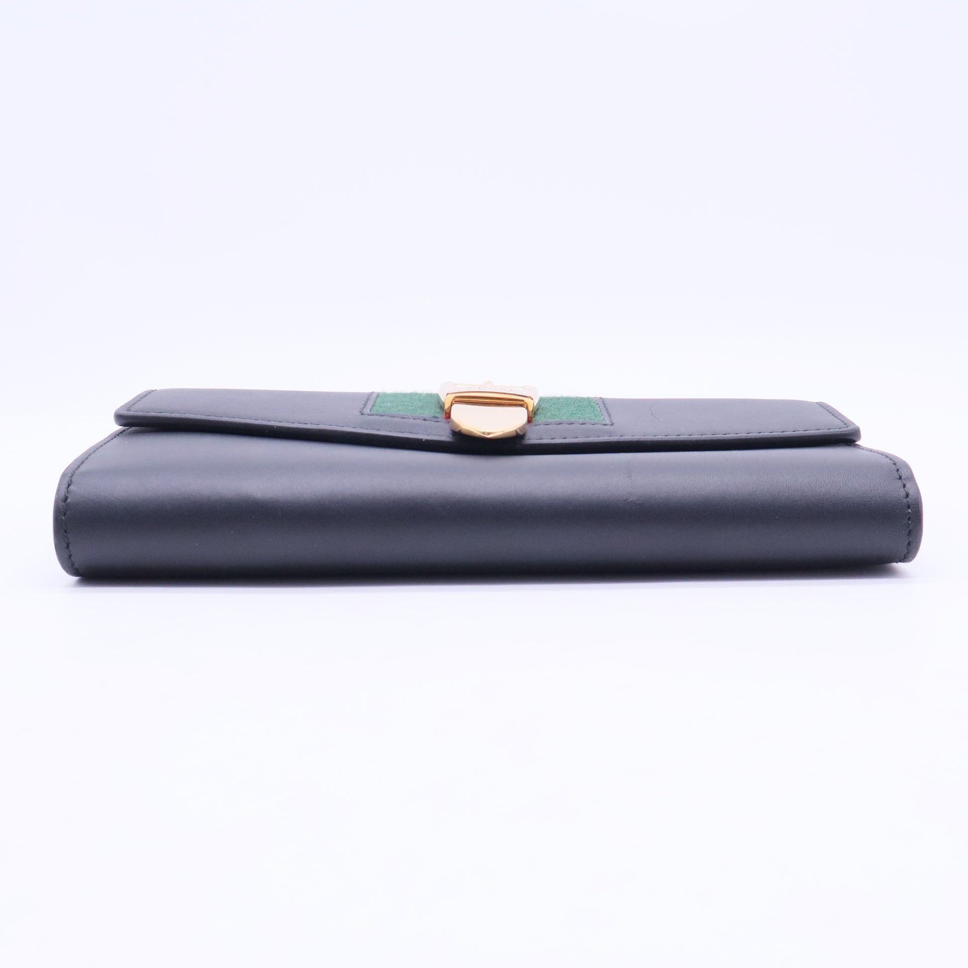 Black Leather Signature Web Sylvie Continental Wallet W20146