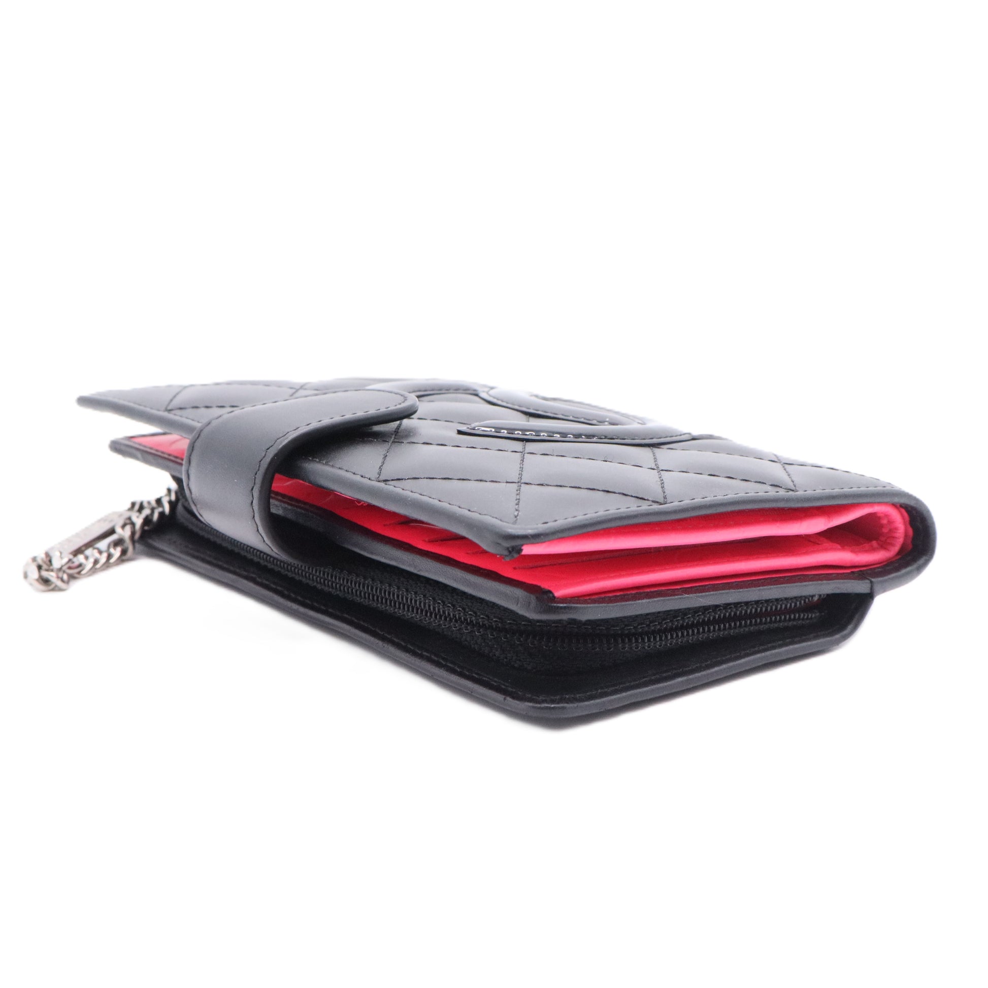 Calfskin Cambon Zipped Pocket Wallet Black GISEL