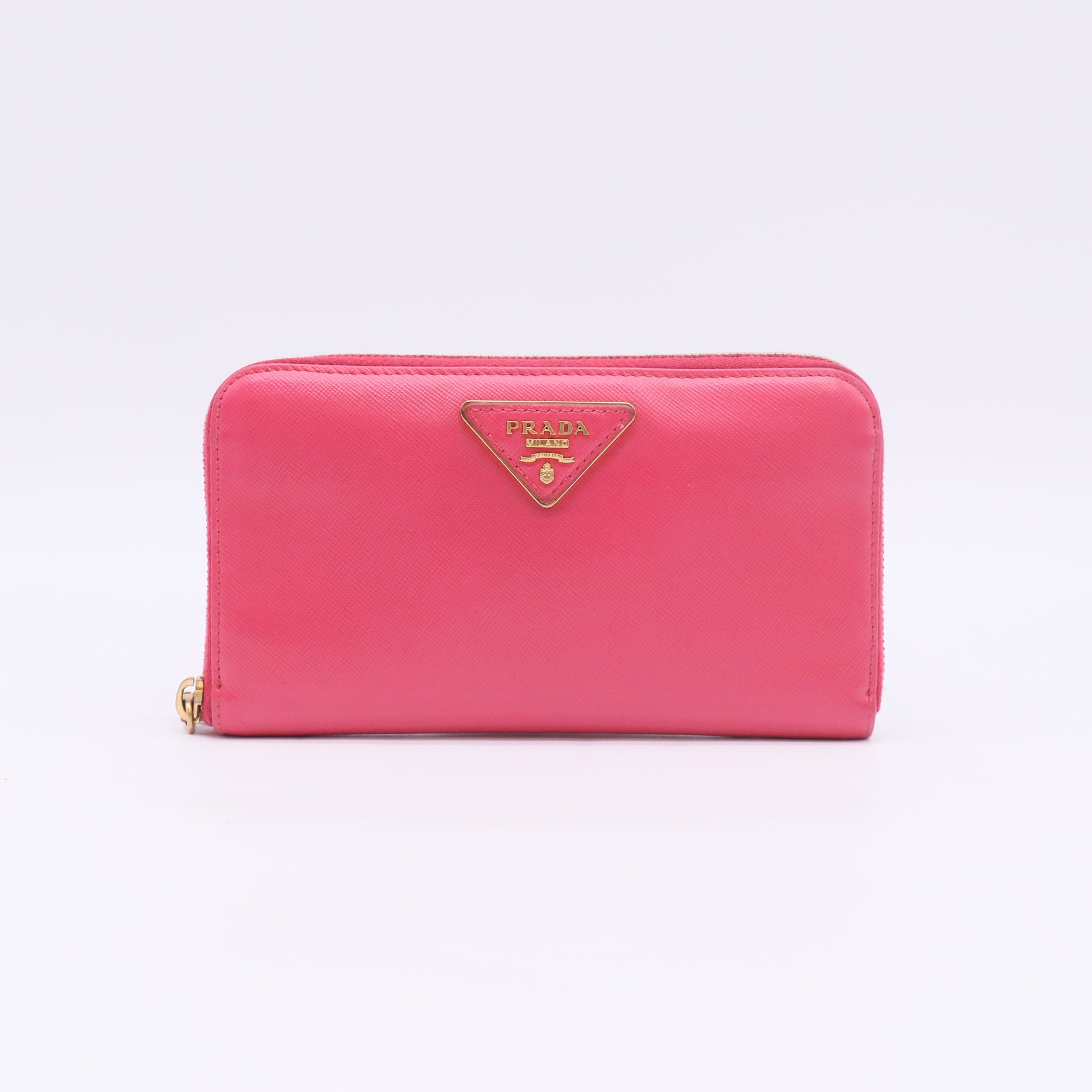 Prada Saffiano Metal Triangle Zippy Wallet W22703
