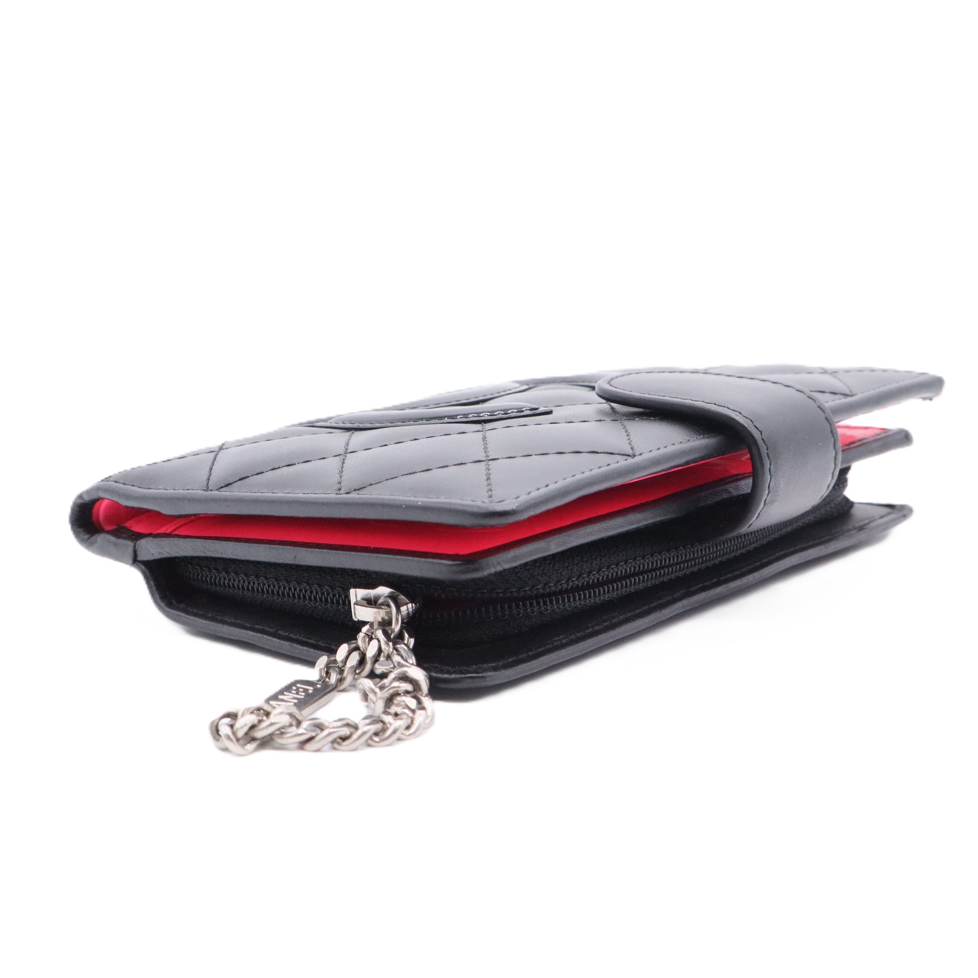 Calfskin Cambon Zipped Pocket Wallet Black GISEL