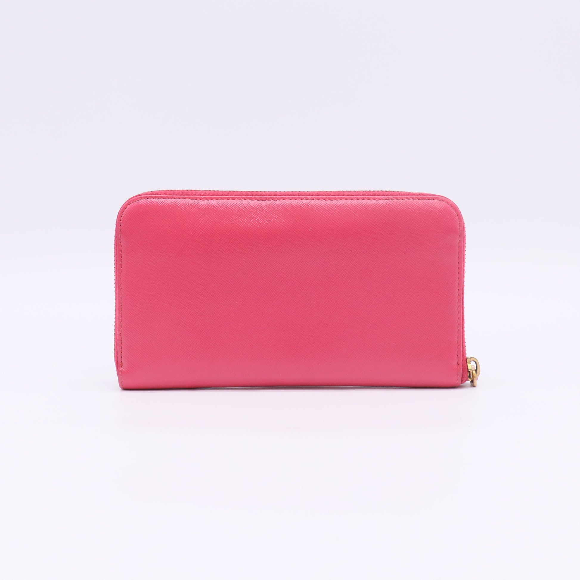 Prada Saffiano Metal Triangle Zippy Wallet W22703