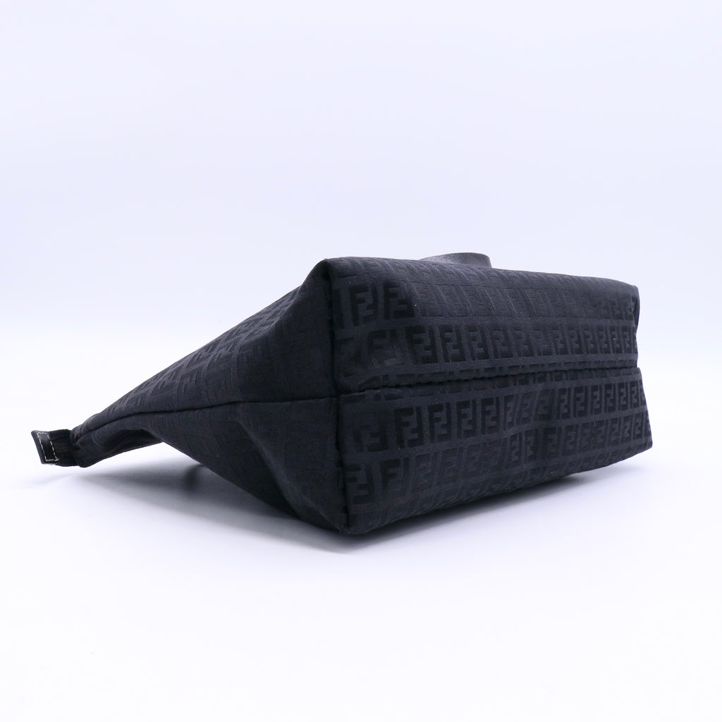 Fendi Zucchino Zucca Canvas All Black Tote Bag Twins LDJ3945