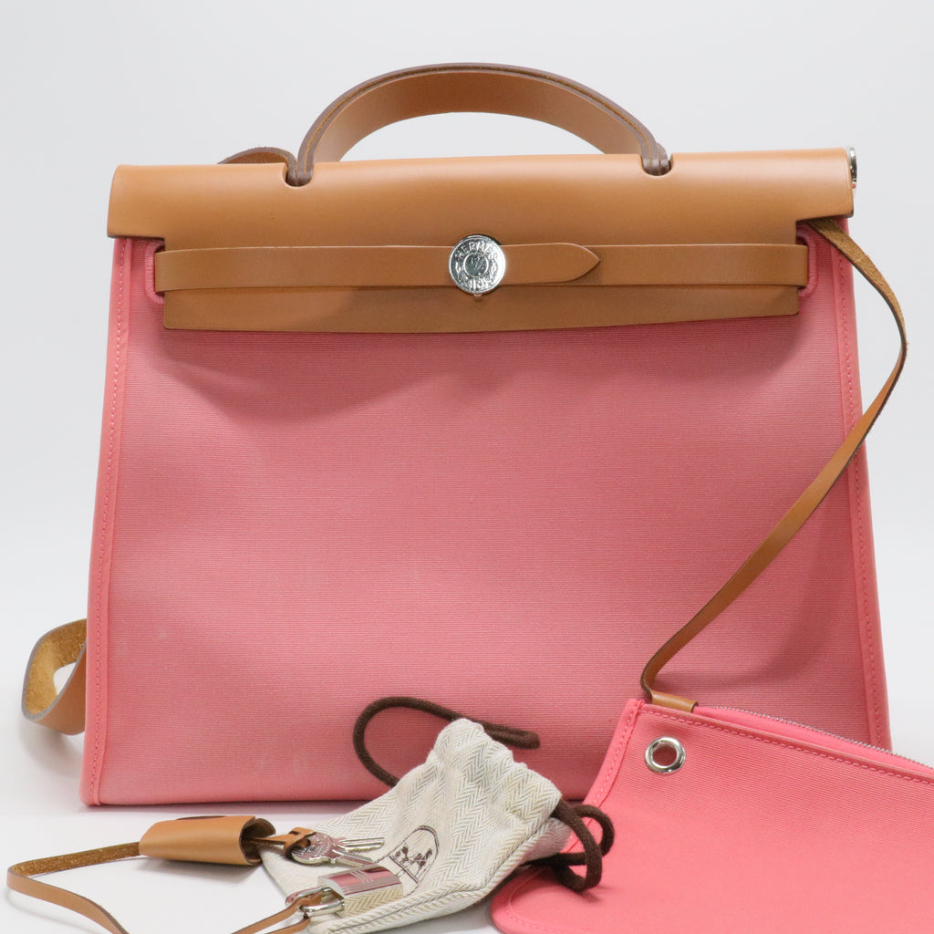 Herbag Zip Leather and Toile 31 8W-Rose Azalee