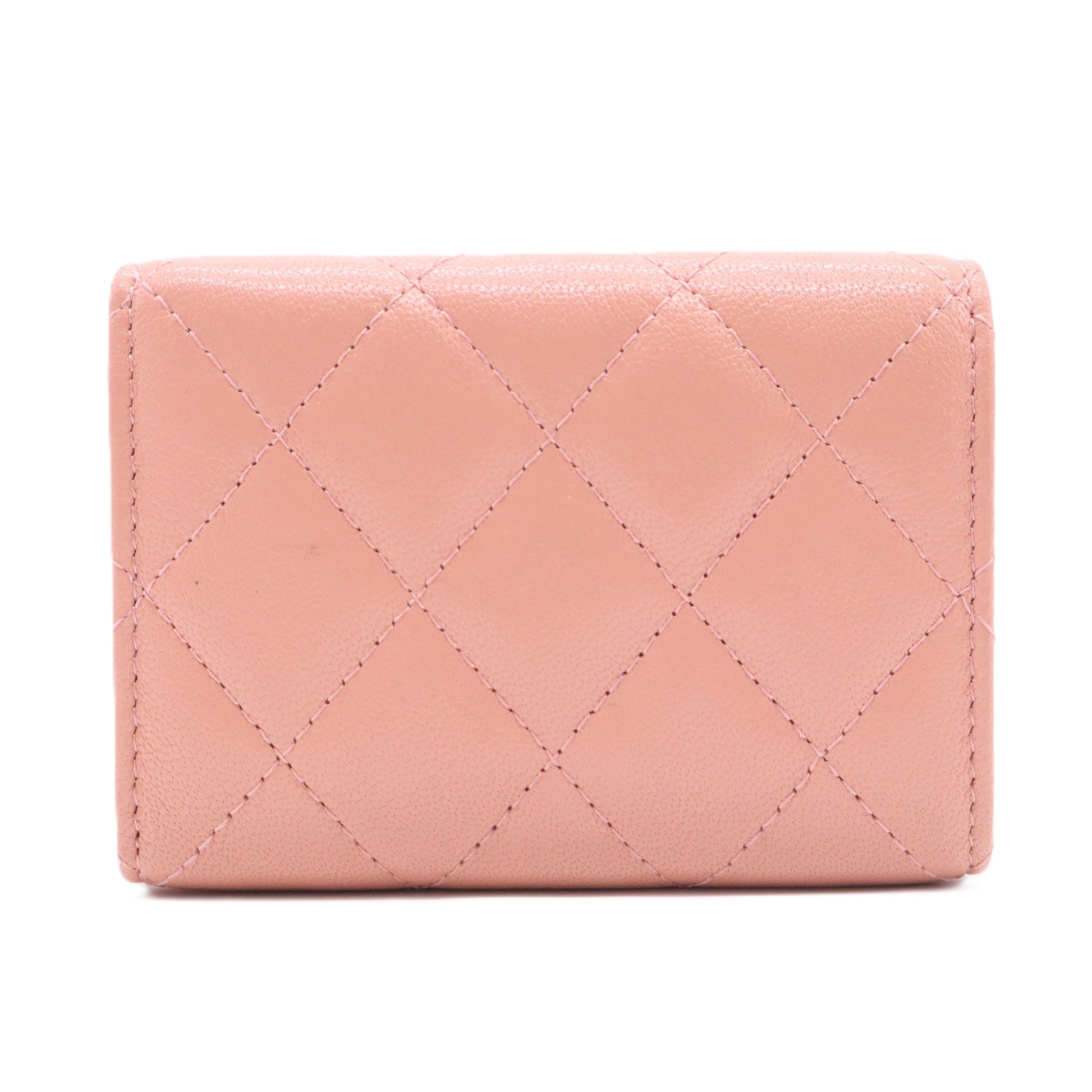 Metallic Caviar Chevron Quilted Vintage Mademoiselle Flap Card Holder