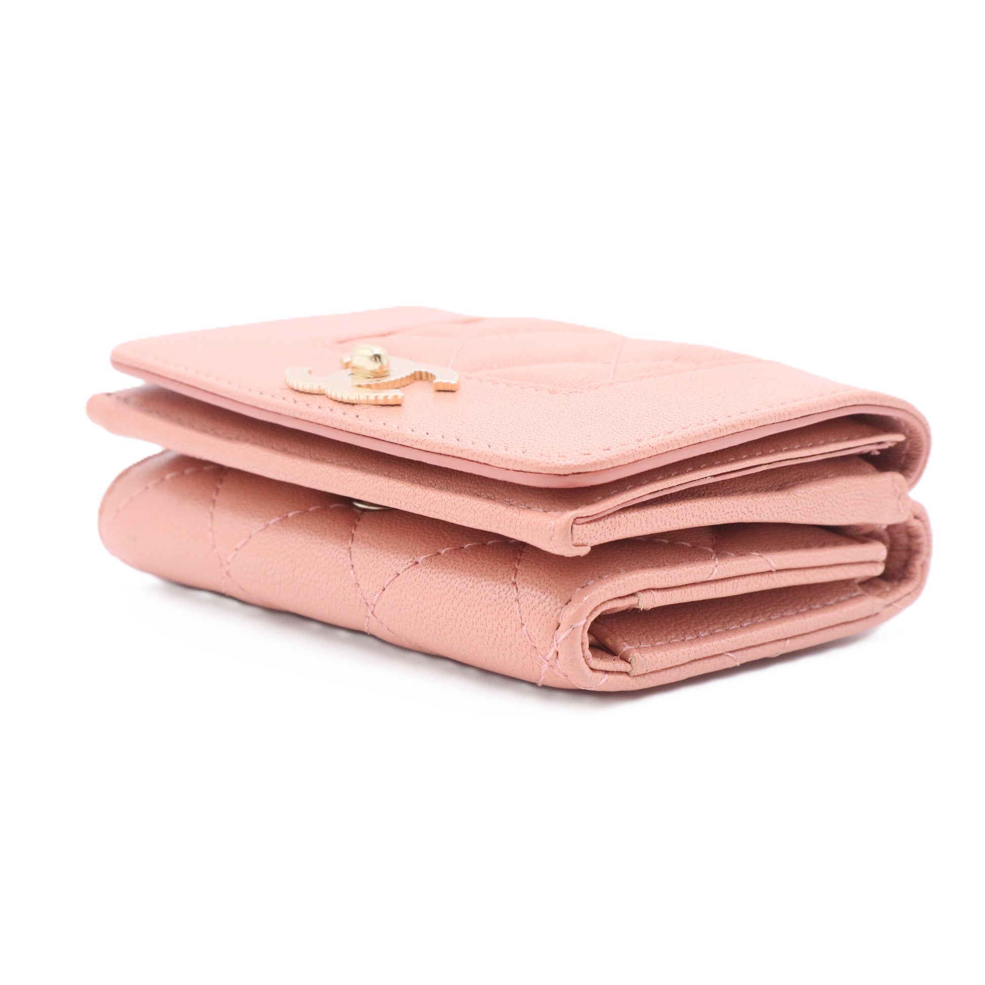 Metallic Caviar Chevron Quilted Vintage Mademoiselle Flap Card Holder