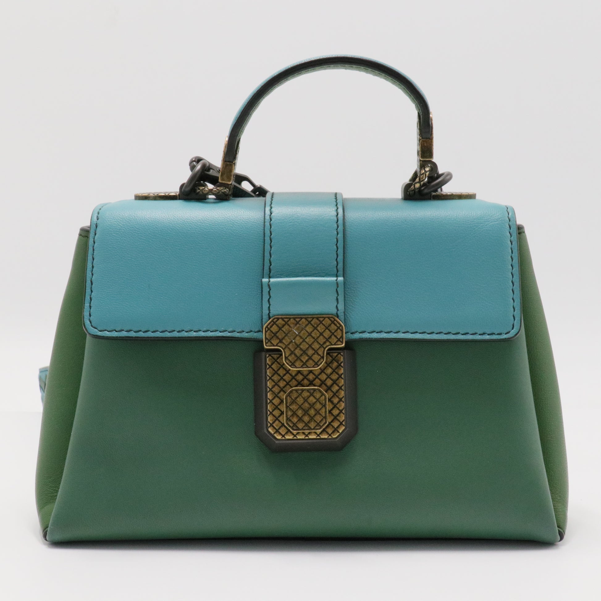 Piazza Top Handle Bag Leather with Intrecciato Detail Small