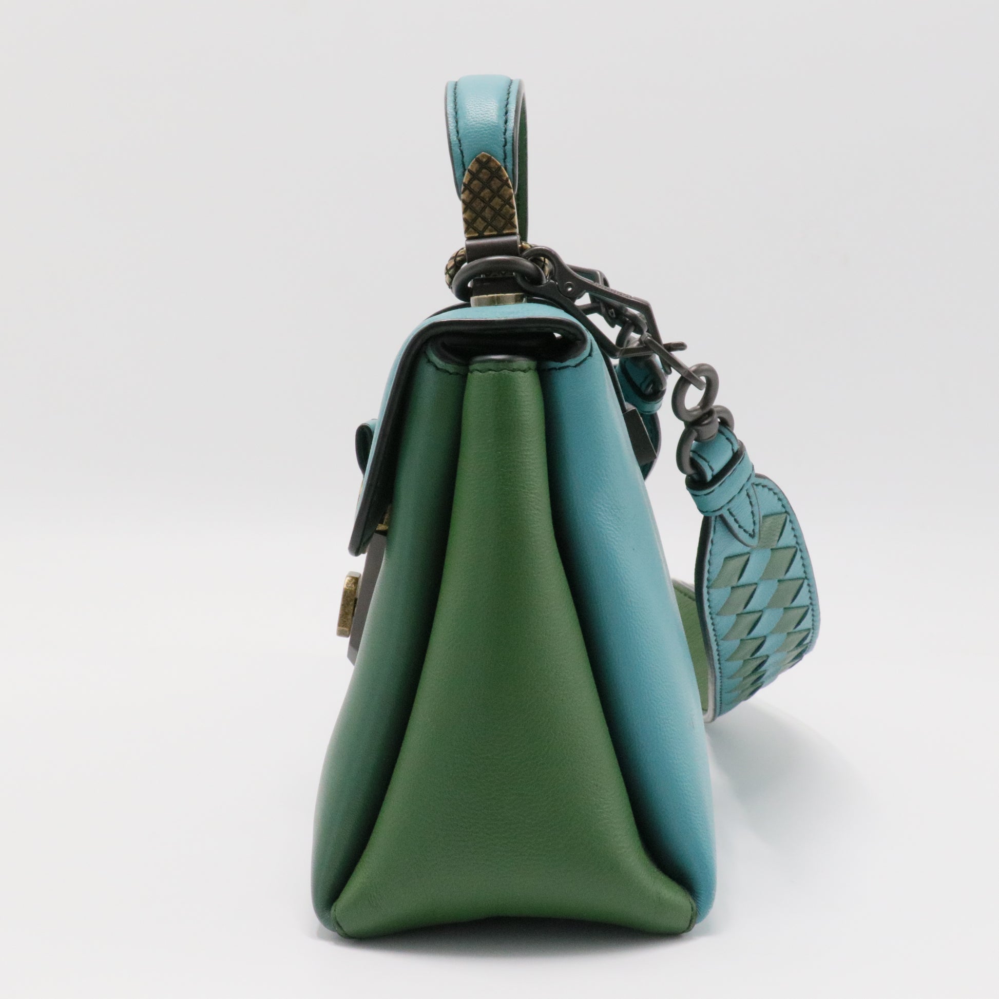 Piazza Top Handle Bag Leather with Intrecciato Detail Small