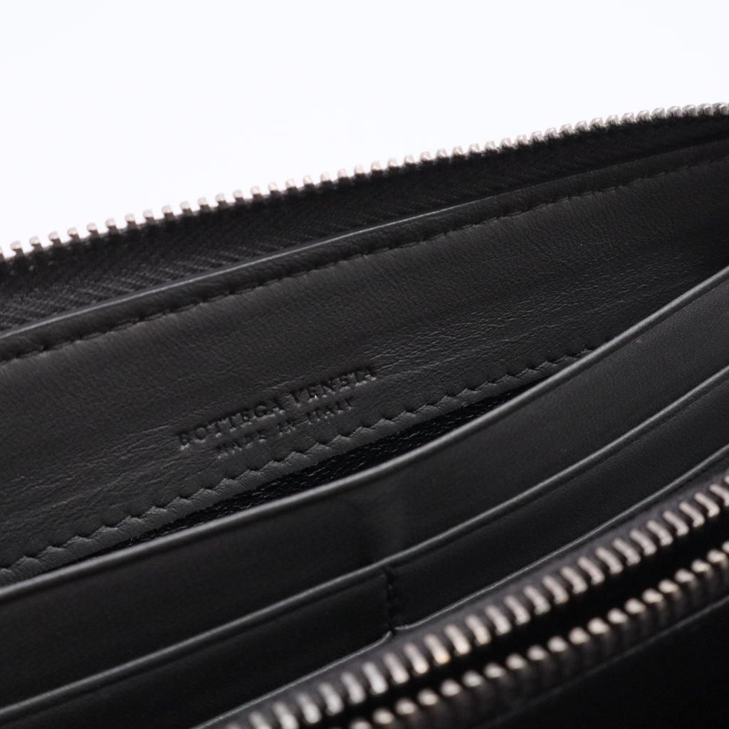Nappa Intrecciato Zip Around Wallet Kaki Fondente