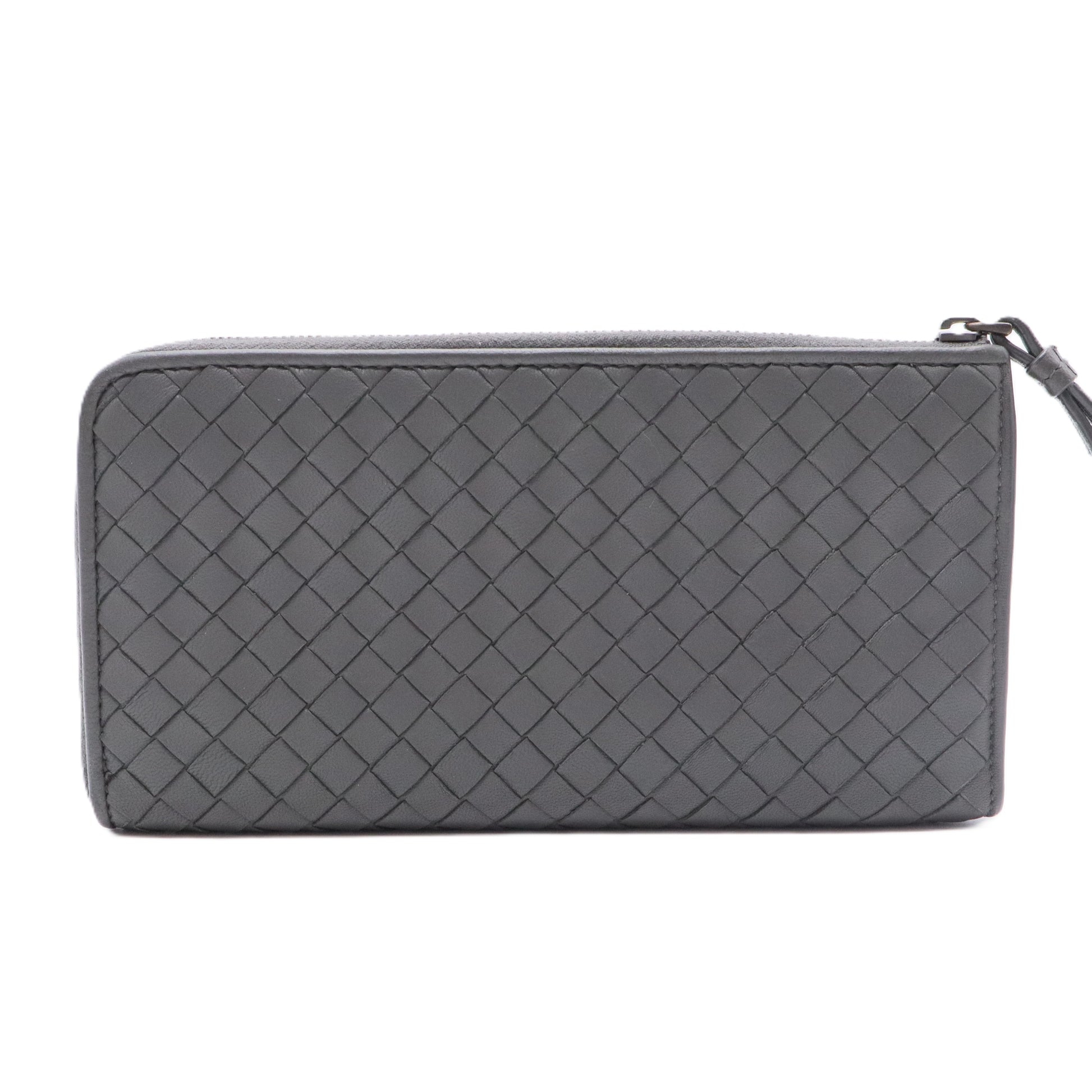 Nappa Intrecciato Zip Around Wallet Kaki Fondente