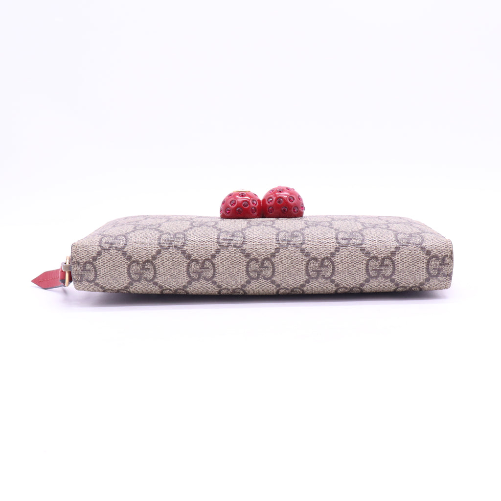 Gucci GG Supreme Zip Around Wallet With Cherries W20853