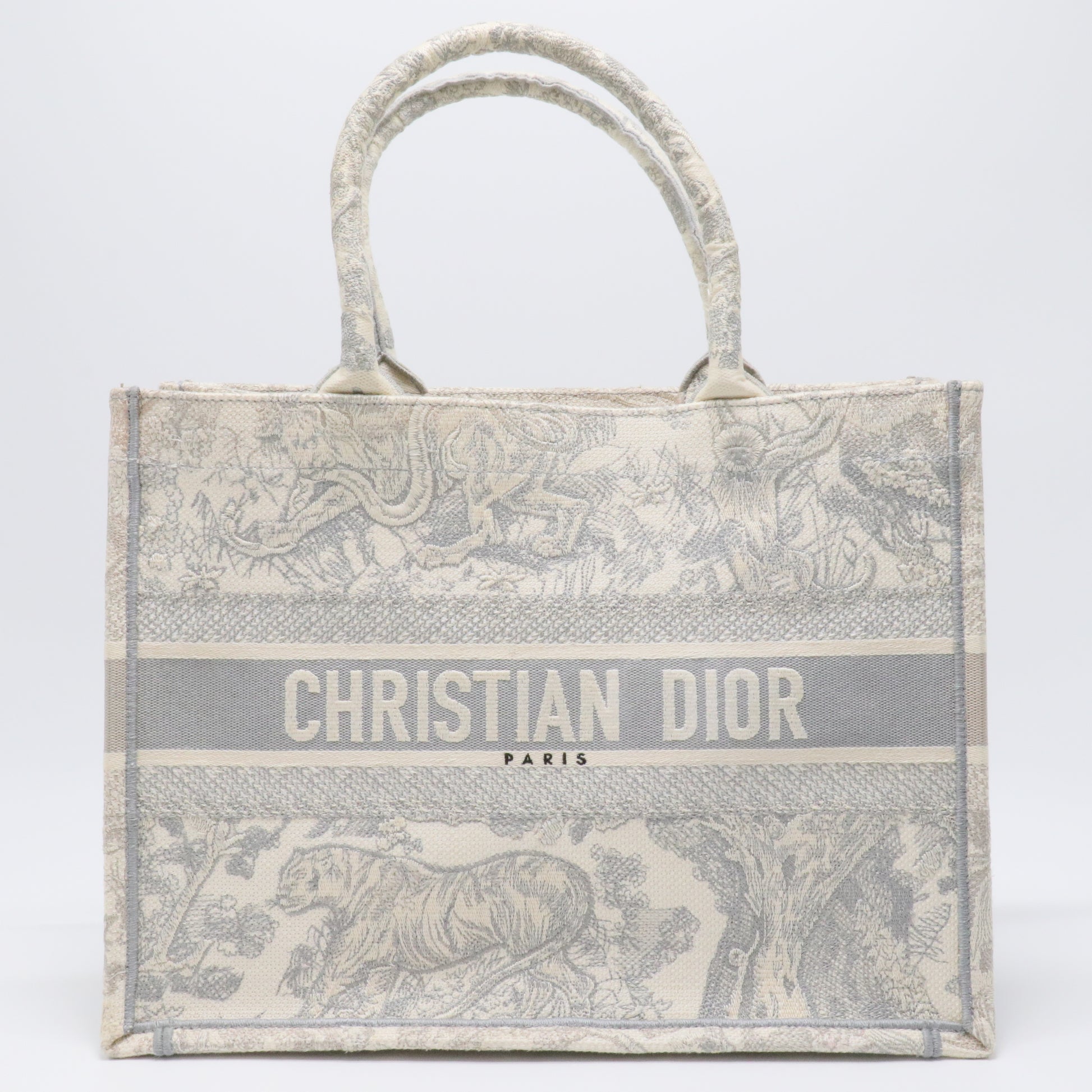 Canvas Embroidered Medium Dioriviera Toile De Jouy Book Tote Gray