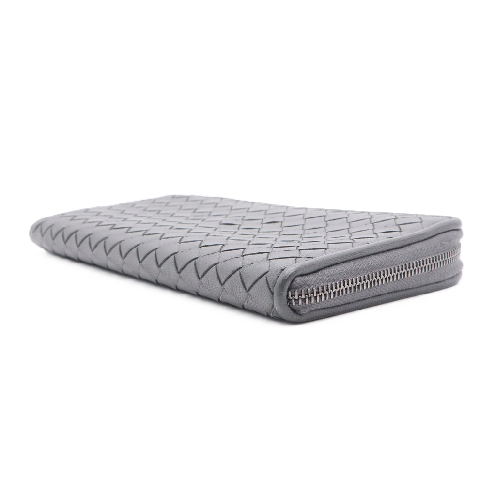 Nappa Intrecciato Zip Around Wallet Kaki Fondente