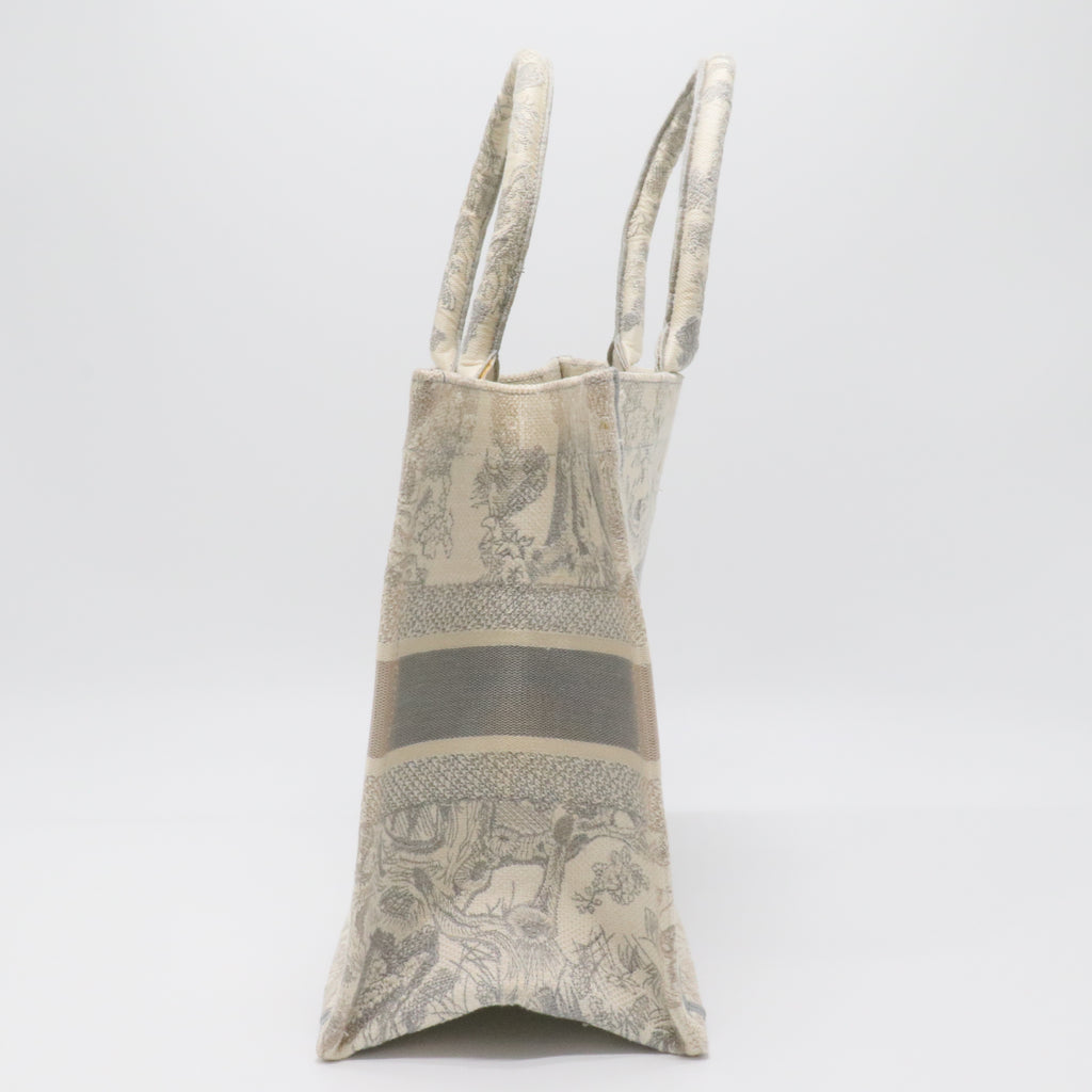 Canvas Embroidered Medium Dioriviera Toile De Jouy Book Tote Gray
