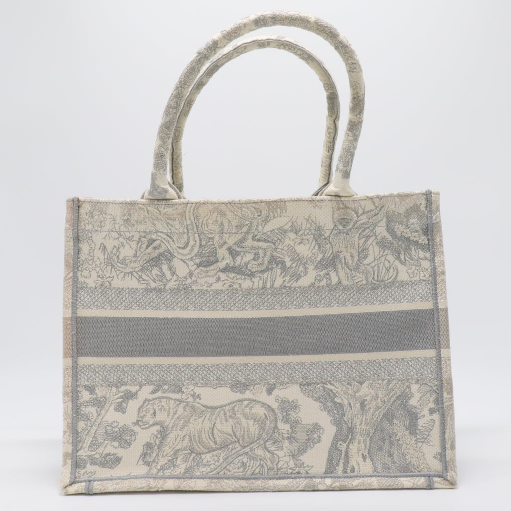 Canvas Embroidered Medium Dioriviera Toile De Jouy Book Tote Gray