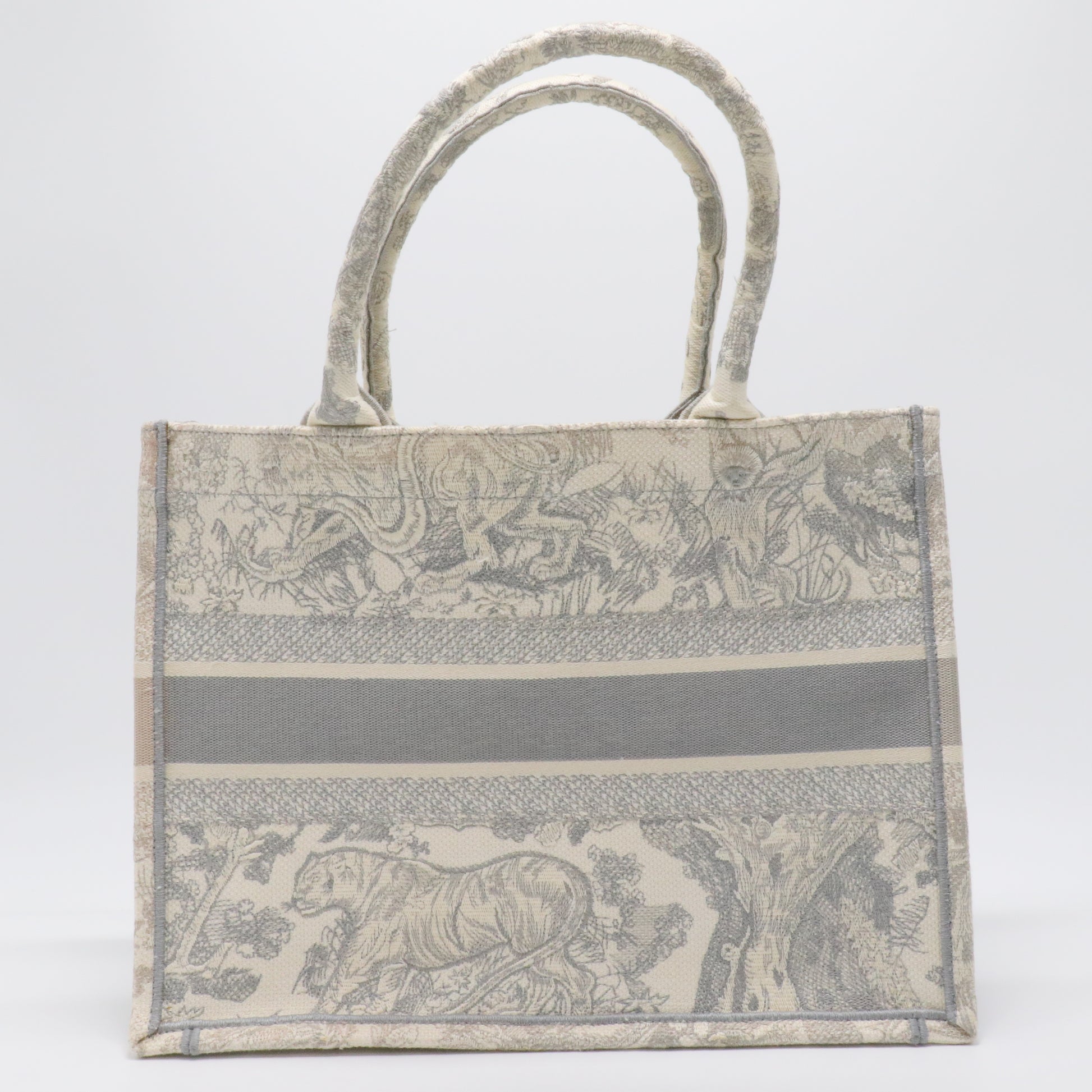 Canvas Embroidered Medium Dioriviera Toile De Jouy Book Tote Gray