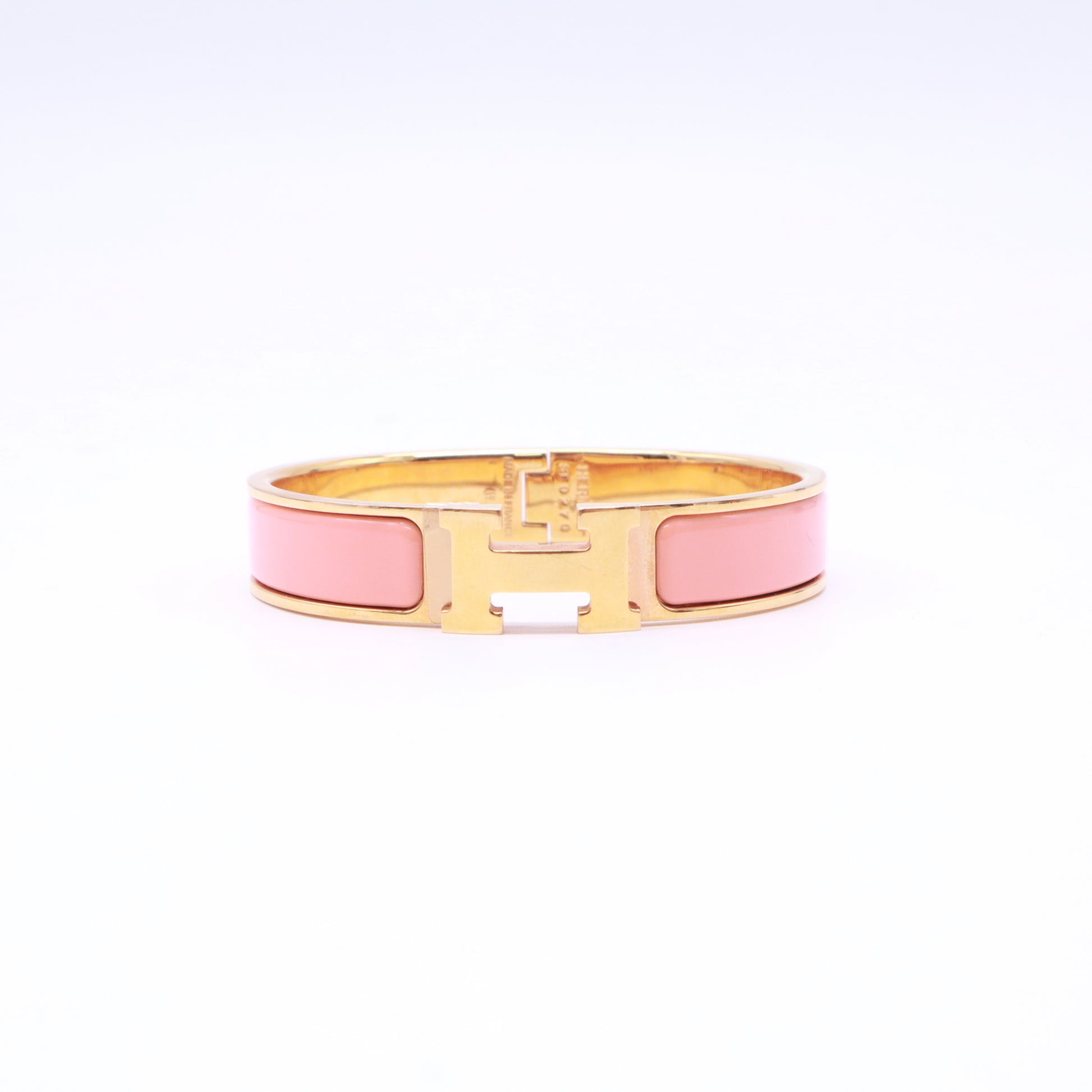 Hermes Enamel Narrow Clic Clac H Bracelet Rose Nacarat twins LDJ5320