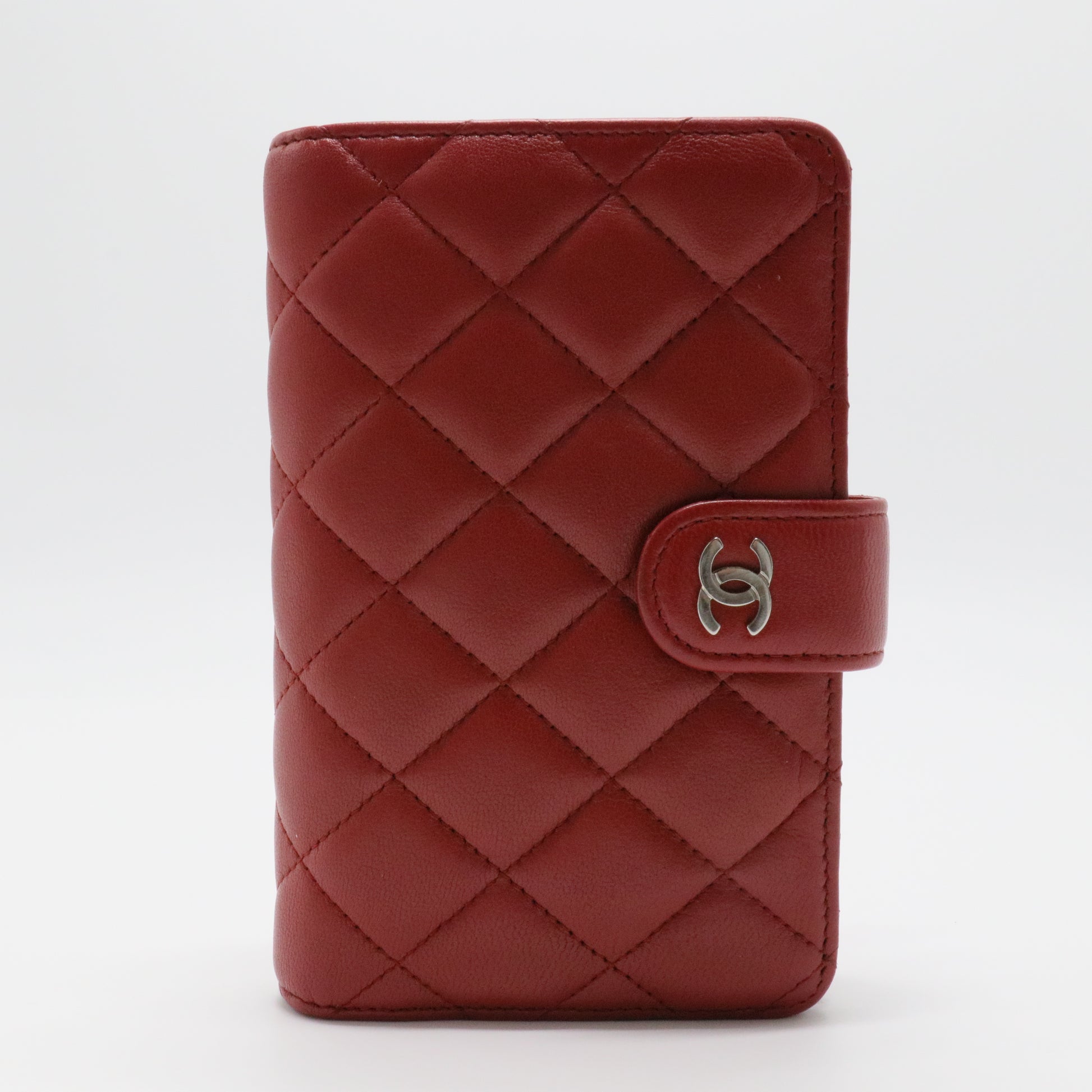 Red Quilted Leather CC French Wallet