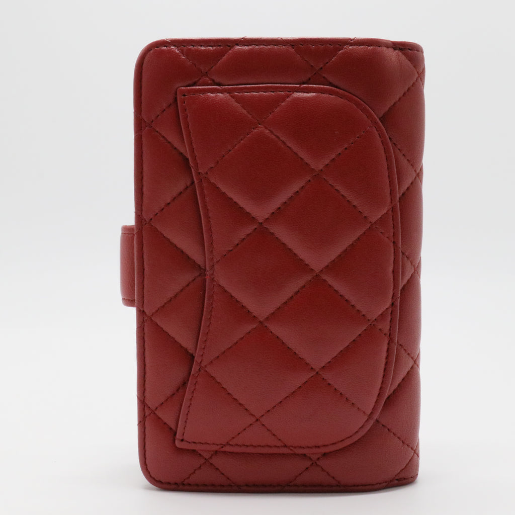 Red Quilted Leather CC French Wallet