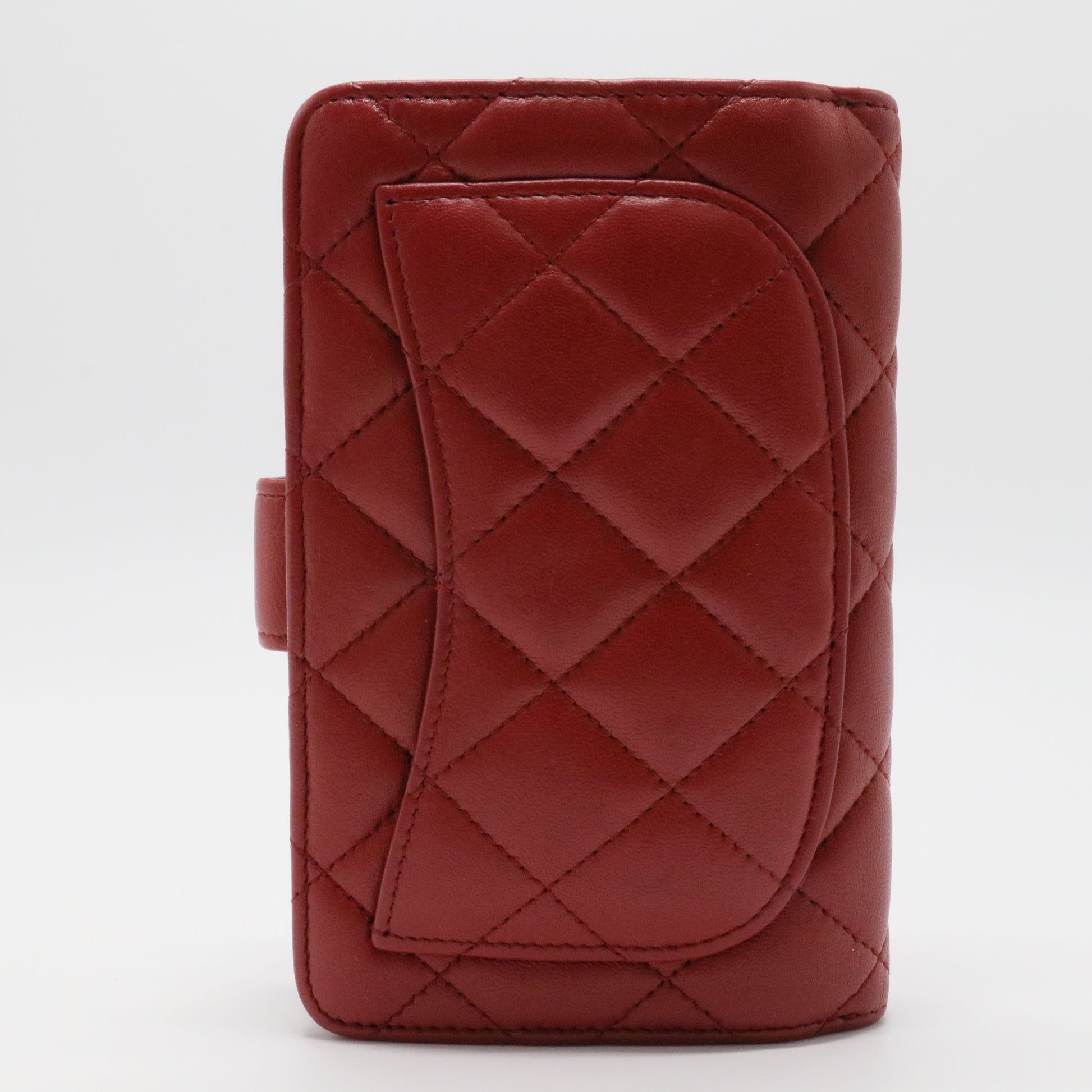 Red Quilted Leather CC French Wallet