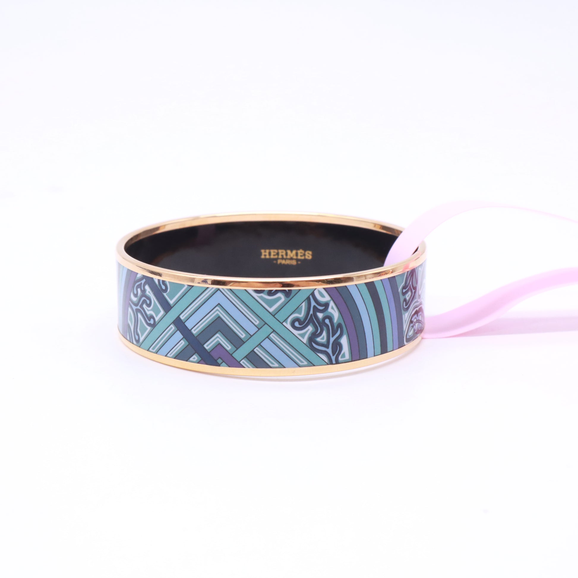Hermès L'arbre Du Vent Encres Wide Enamel Bangle twins LDJ5322
