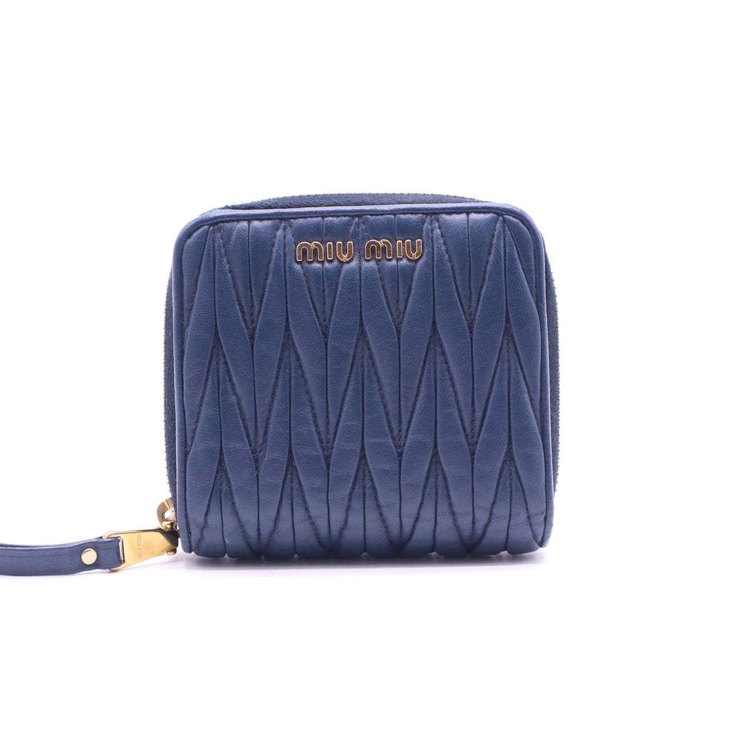 Miu Miu Matelassé Leather Zip-Around Compact Wallet W21160